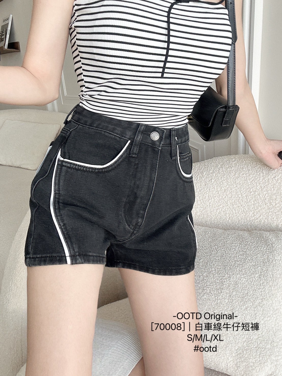 [70008]｜白車線牛仔短褲Original (3)