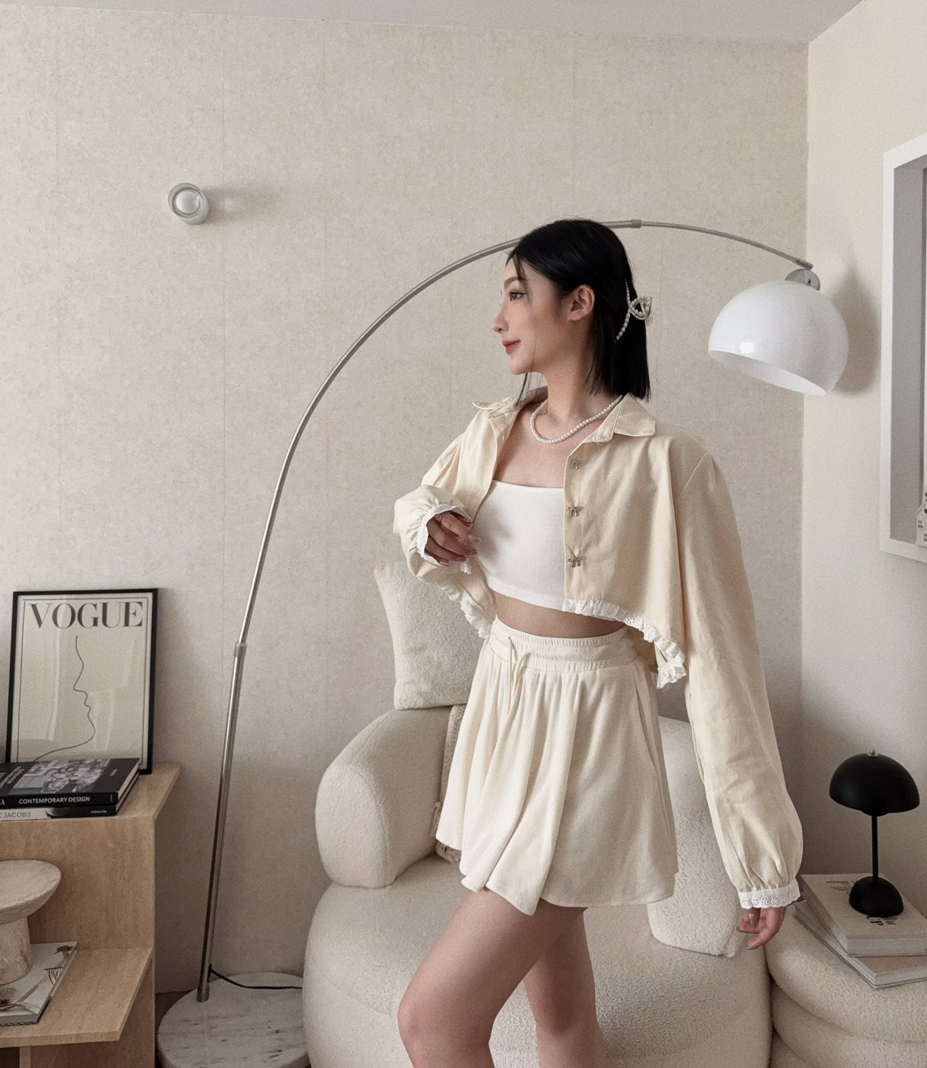 #8818 『選品』甜美蝴蝶結蕾絲花邊襯衫 (4)