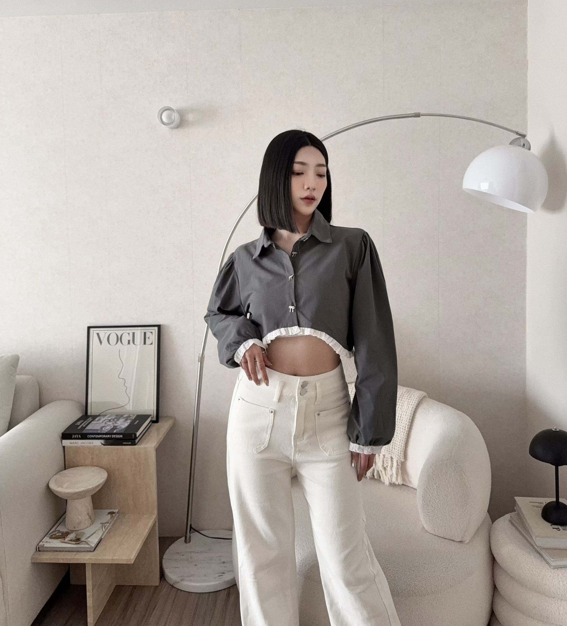 #8818 『選品』甜美蝴蝶結蕾絲花邊襯衫 (2)