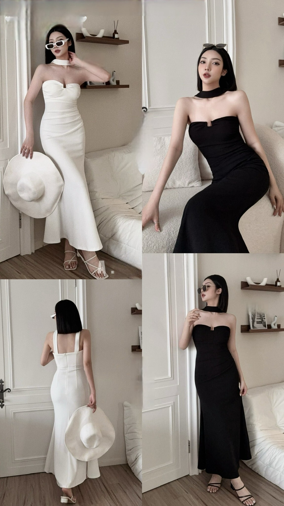 218『選品』氣質掛脖魚骨抹胸連衣裙 (5)