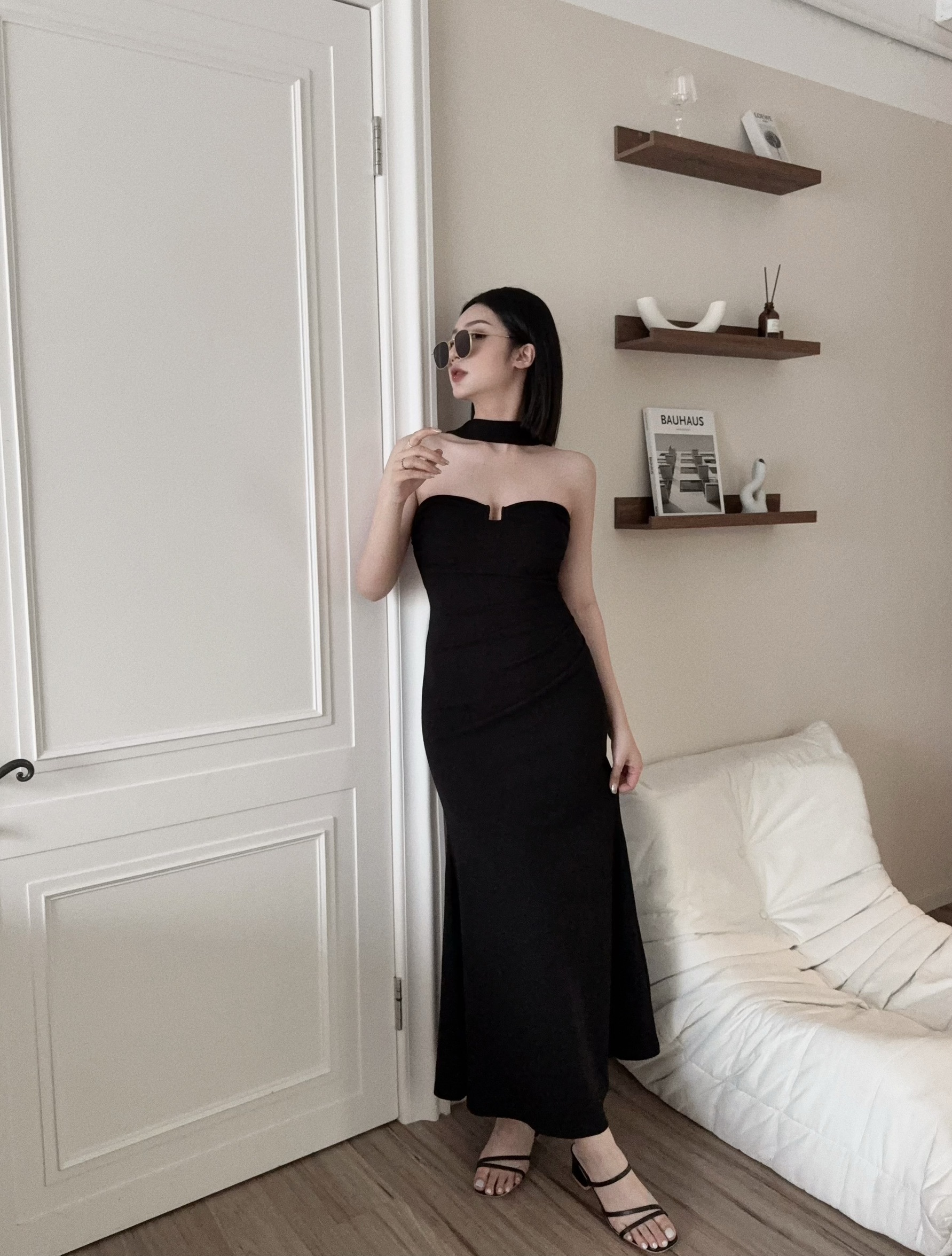 218『選品』氣質掛脖魚骨抹胸連衣裙 (3)