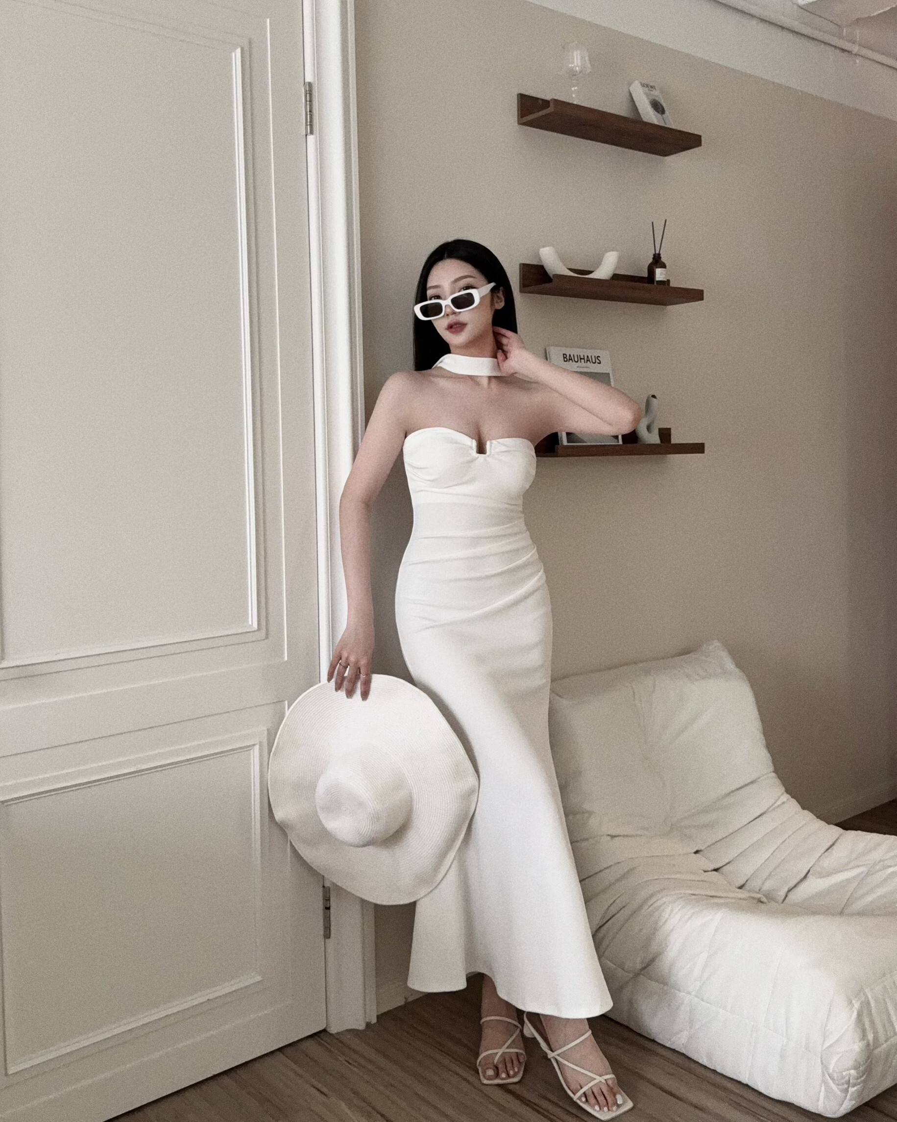 218『選品』氣質掛脖魚骨抹胸連衣裙