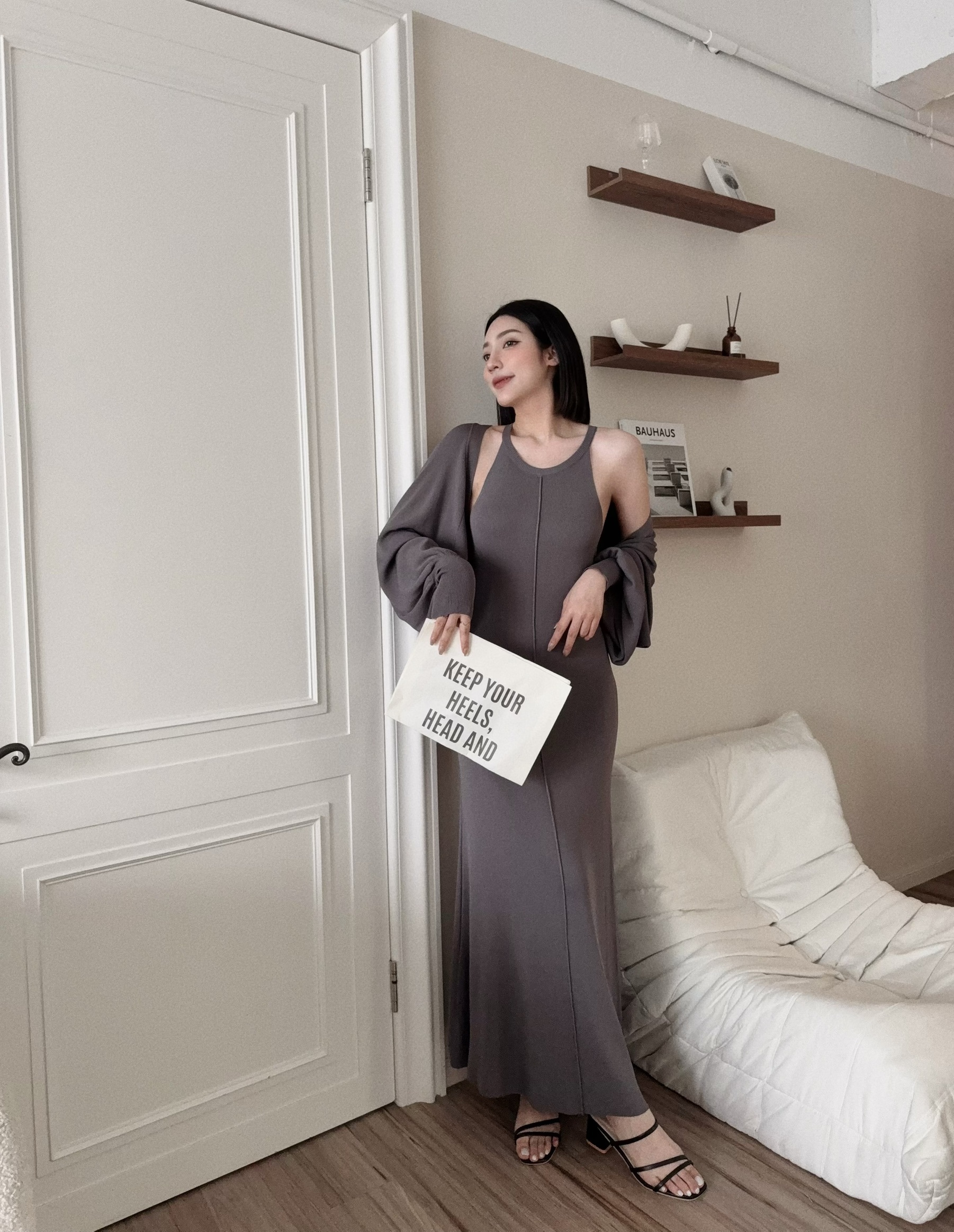 22395 『選品』簡約法式針織長洋兩件套