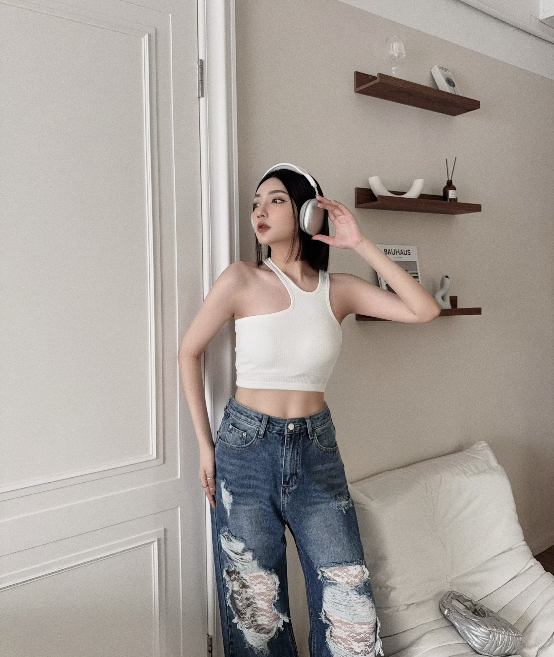 1047 『訂製款』顯瘦單肩設計感背心