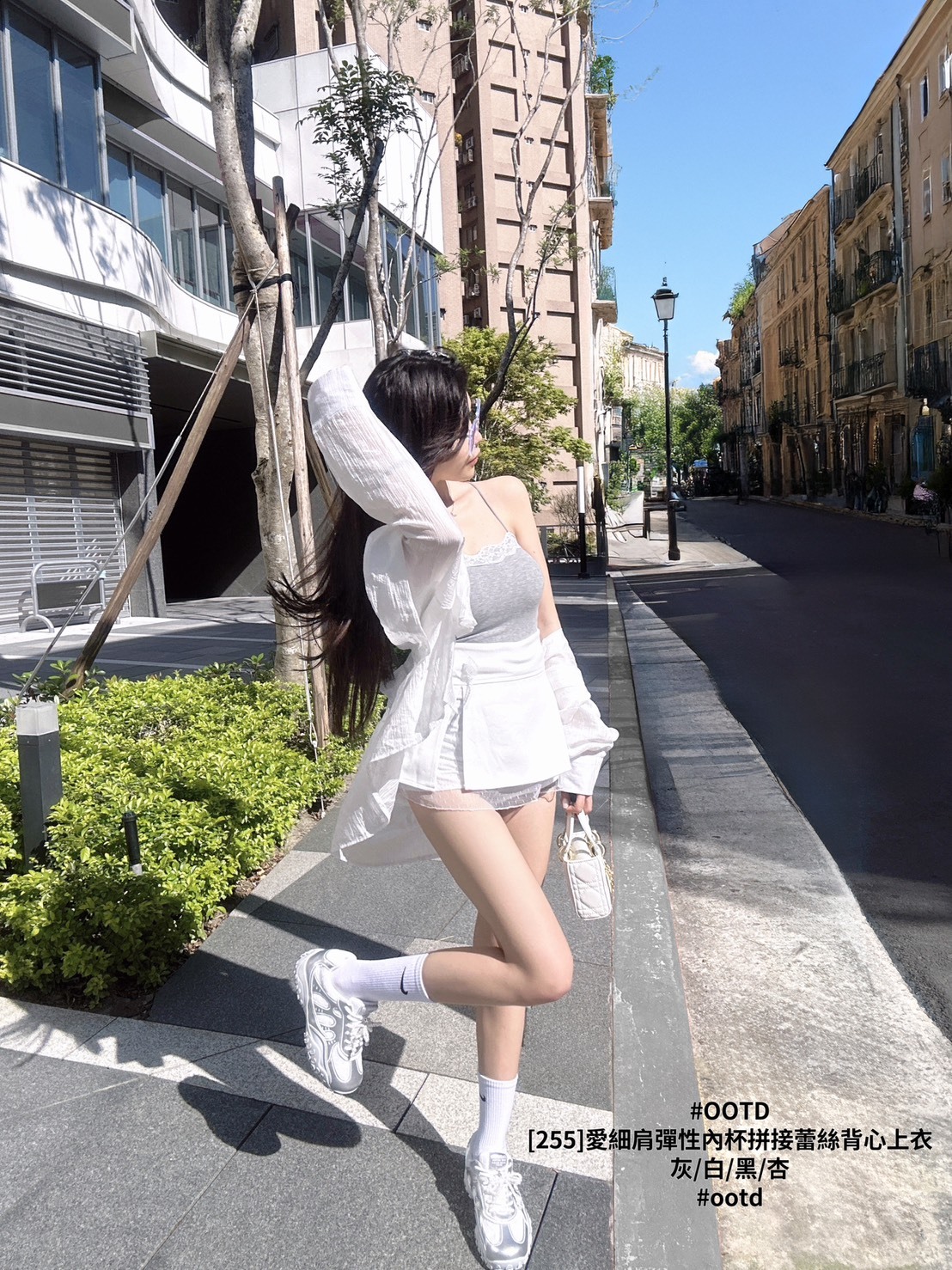 [255]愛細肩彈性內杯拼接蕾絲背心上衣 (6)