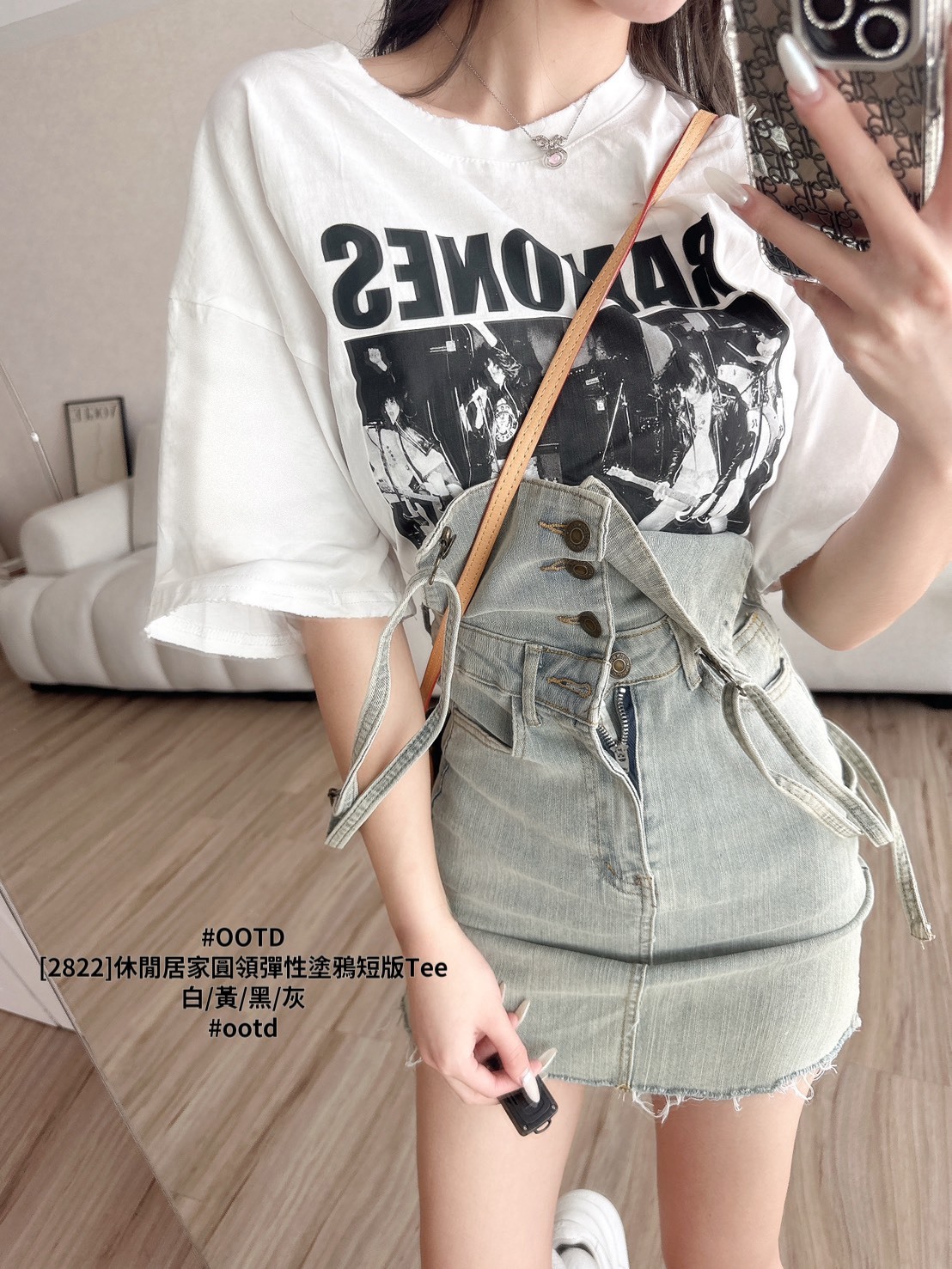 [2822]休閒居家圓領彈性塗鴉短版Tee (6)