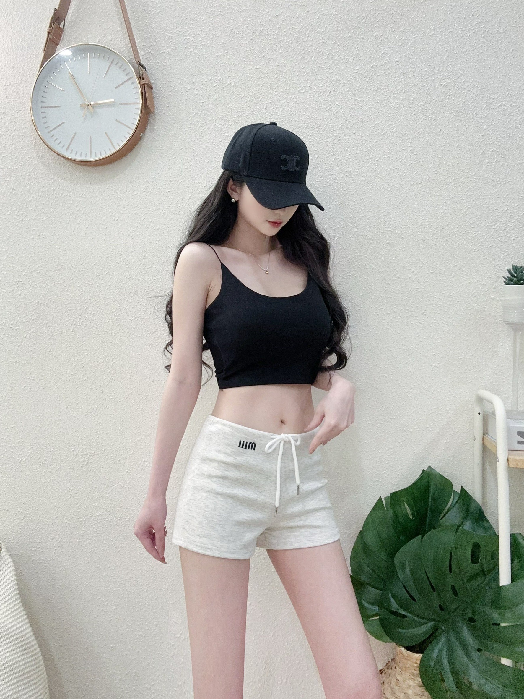 288低腰抽繩繡字親膚棉質短褲 (2)