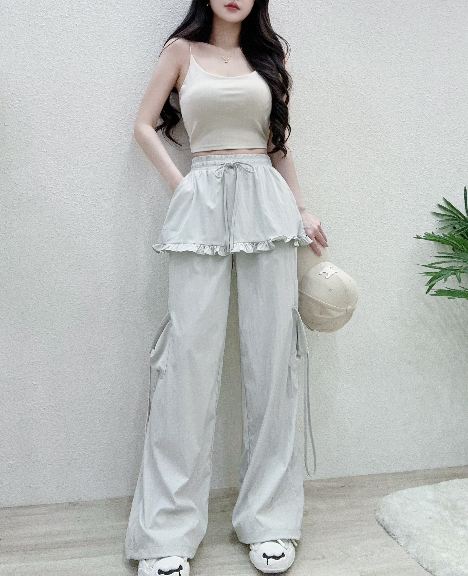 8859酷甜重工雙層滾邊短裙工褲 (2)