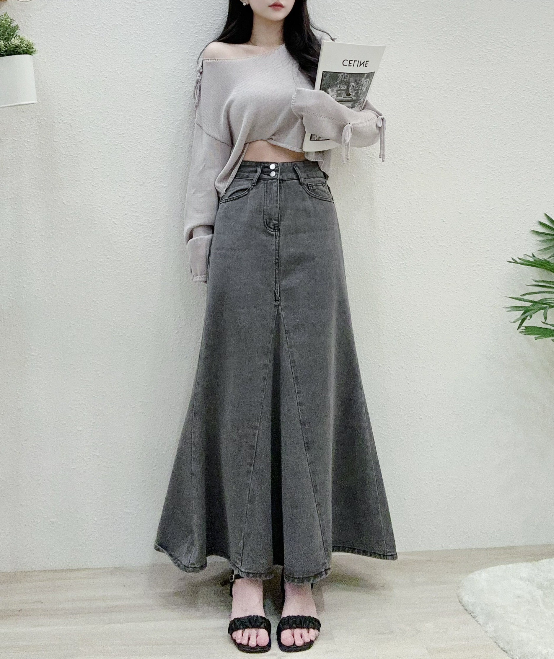 1919韓系重工立體大魚尾牛仔裙 (2)