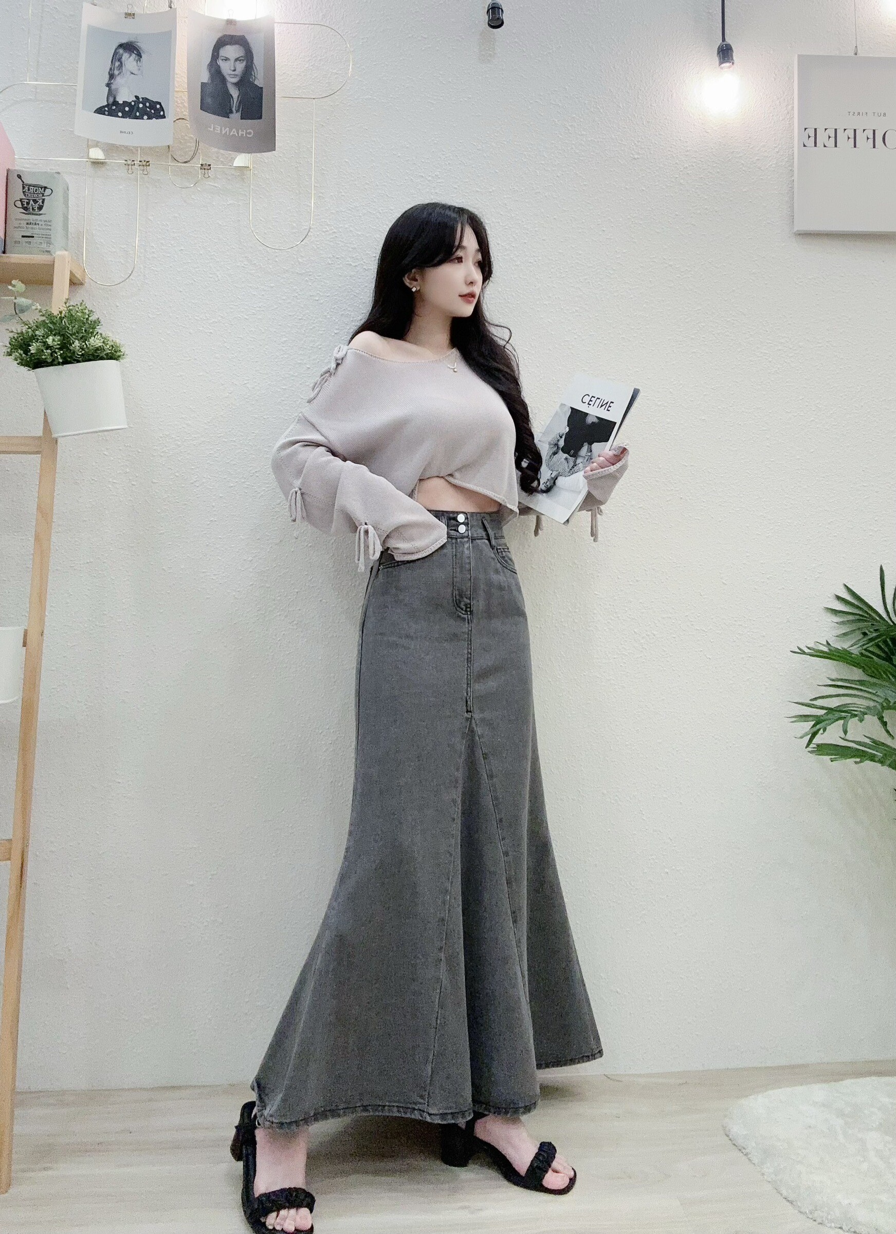 1919韓系重工立體大魚尾牛仔裙 (3)