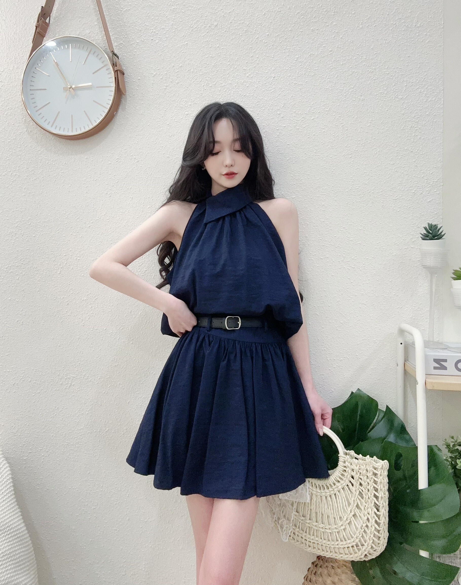 613韓系翻領背心皮帶褲裙三件套 (3)