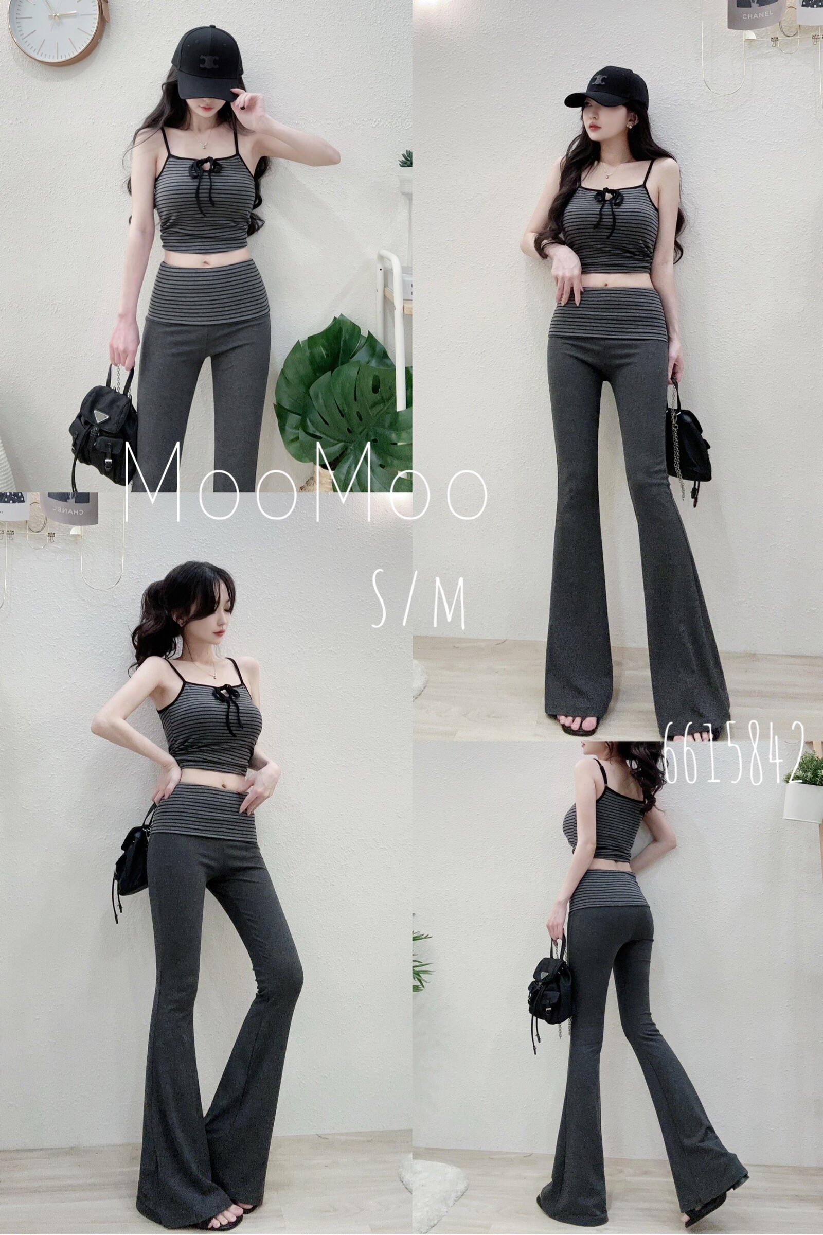 66158高顏值綁帶背心反折喇褲套裝