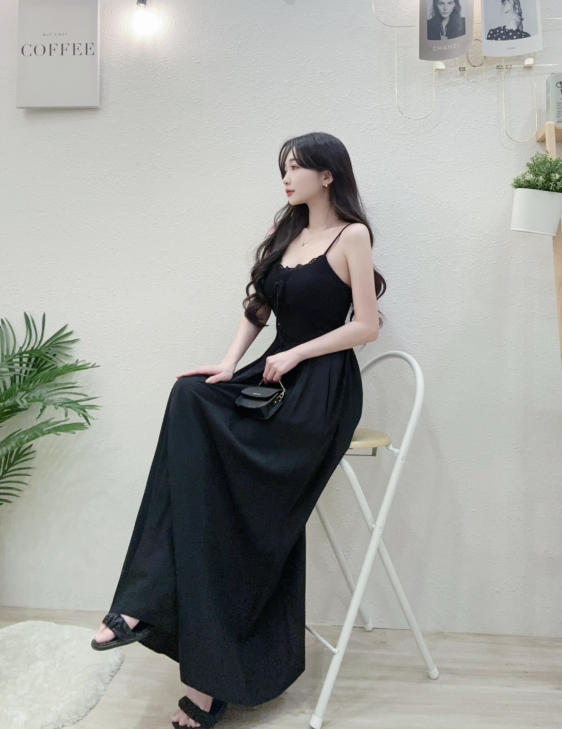 6707夏日細肩滾LS鬆緊收腰長洋 (5)