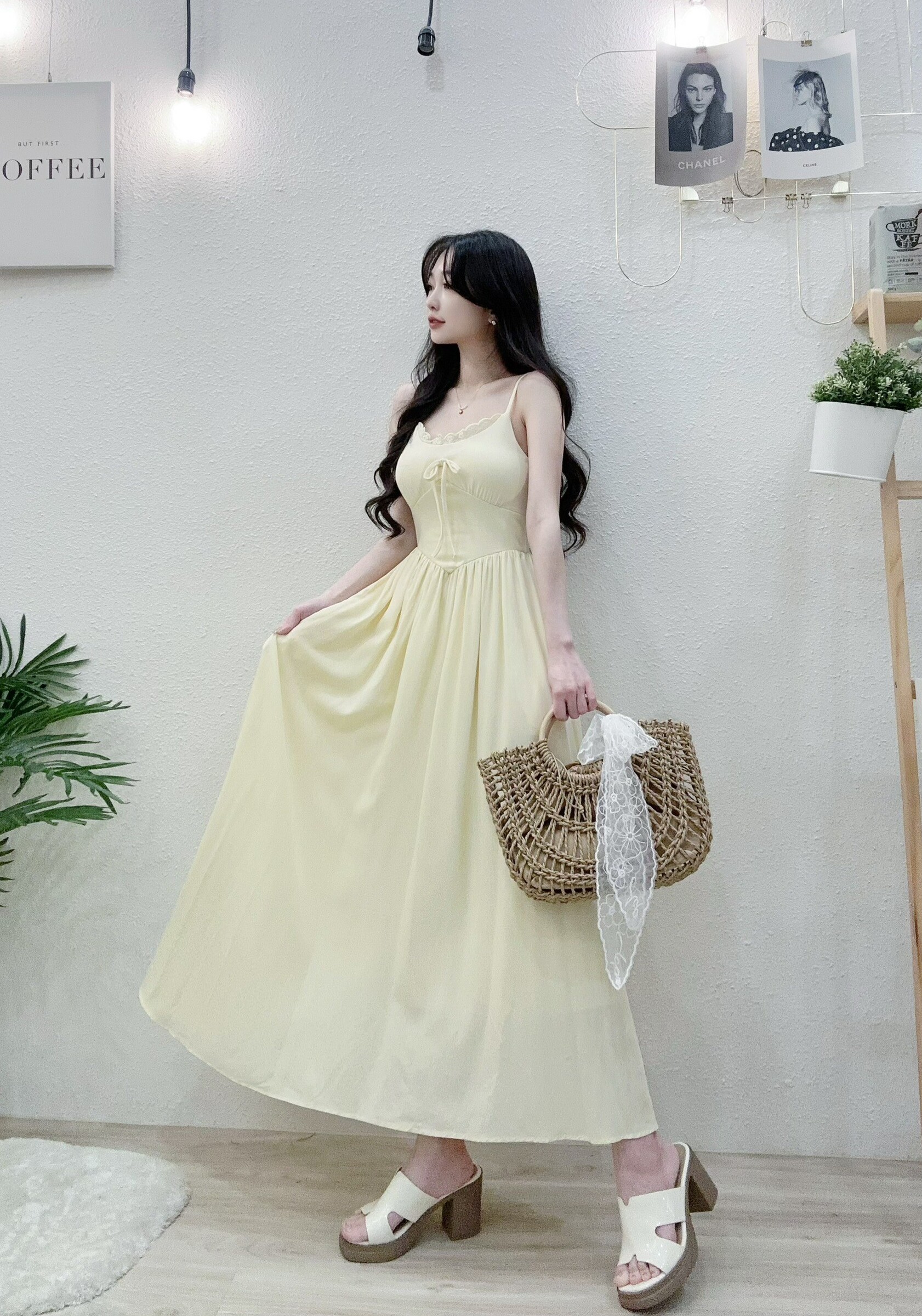 6707夏日細肩滾LS鬆緊收腰長洋 (4)