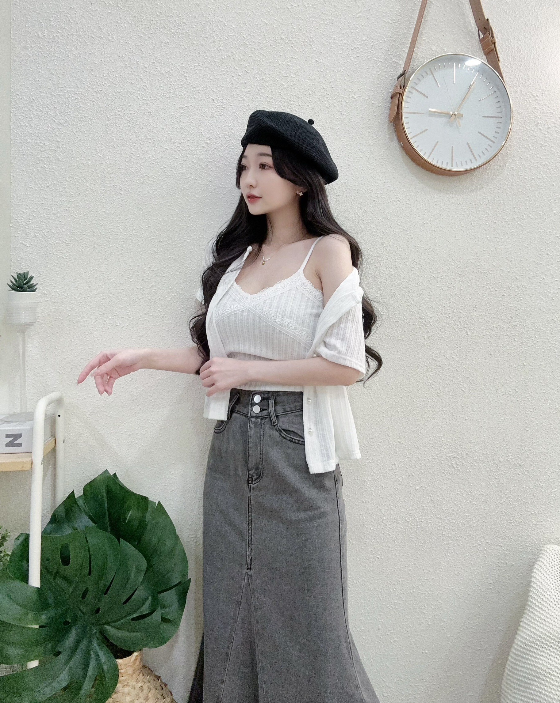 #8129氣質交叉蕾絲背心罩衫set