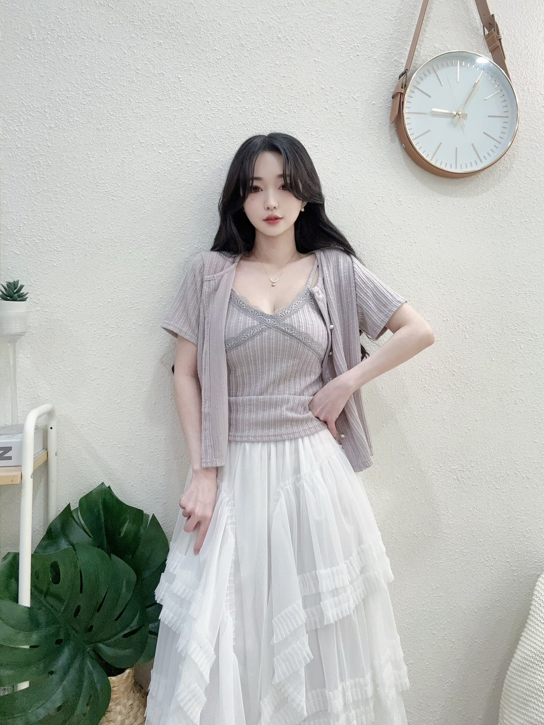 #8129氣質交叉蕾絲背心罩衫set (4)