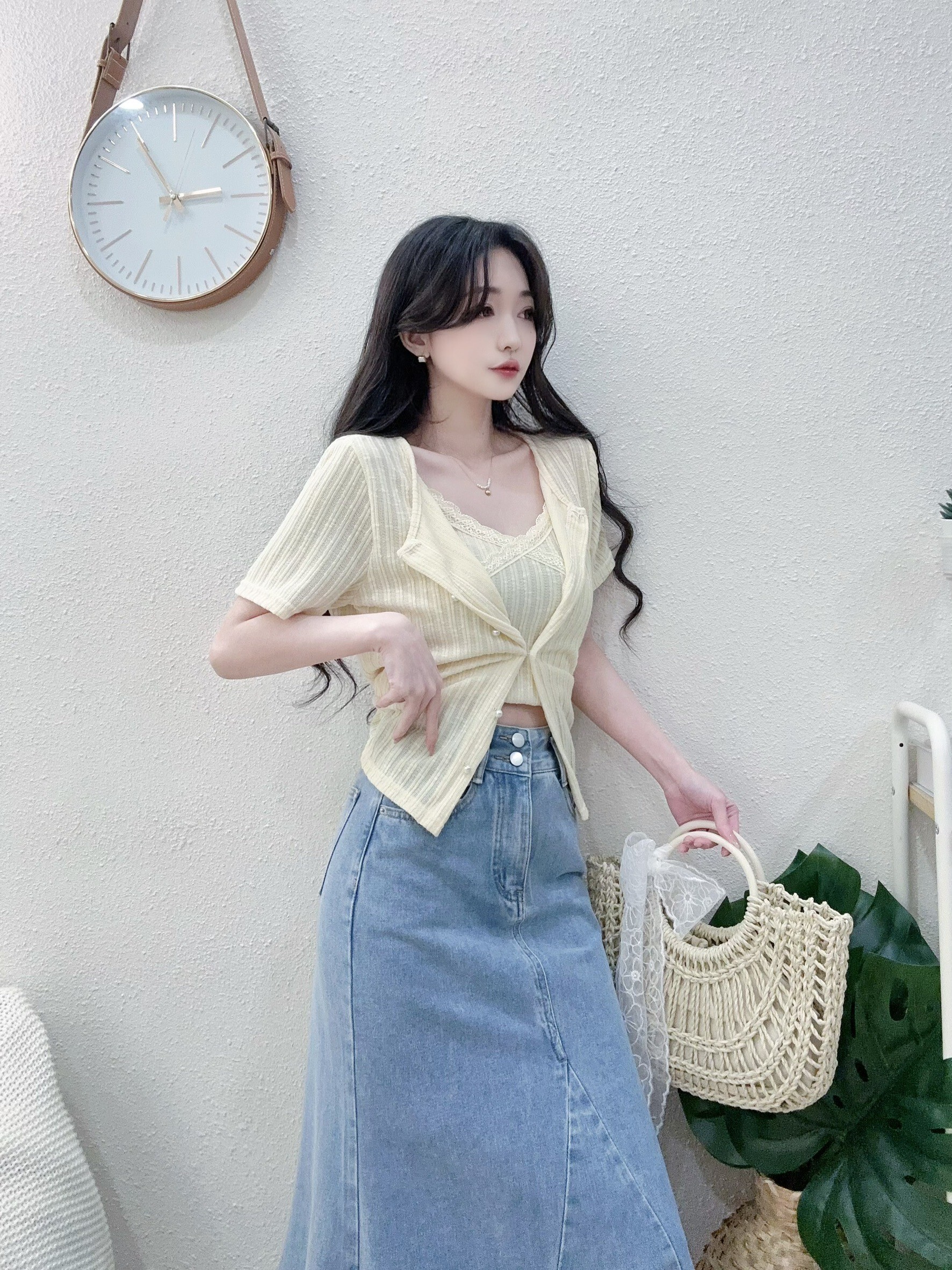 #8129氣質交叉蕾絲背心罩衫set (3)