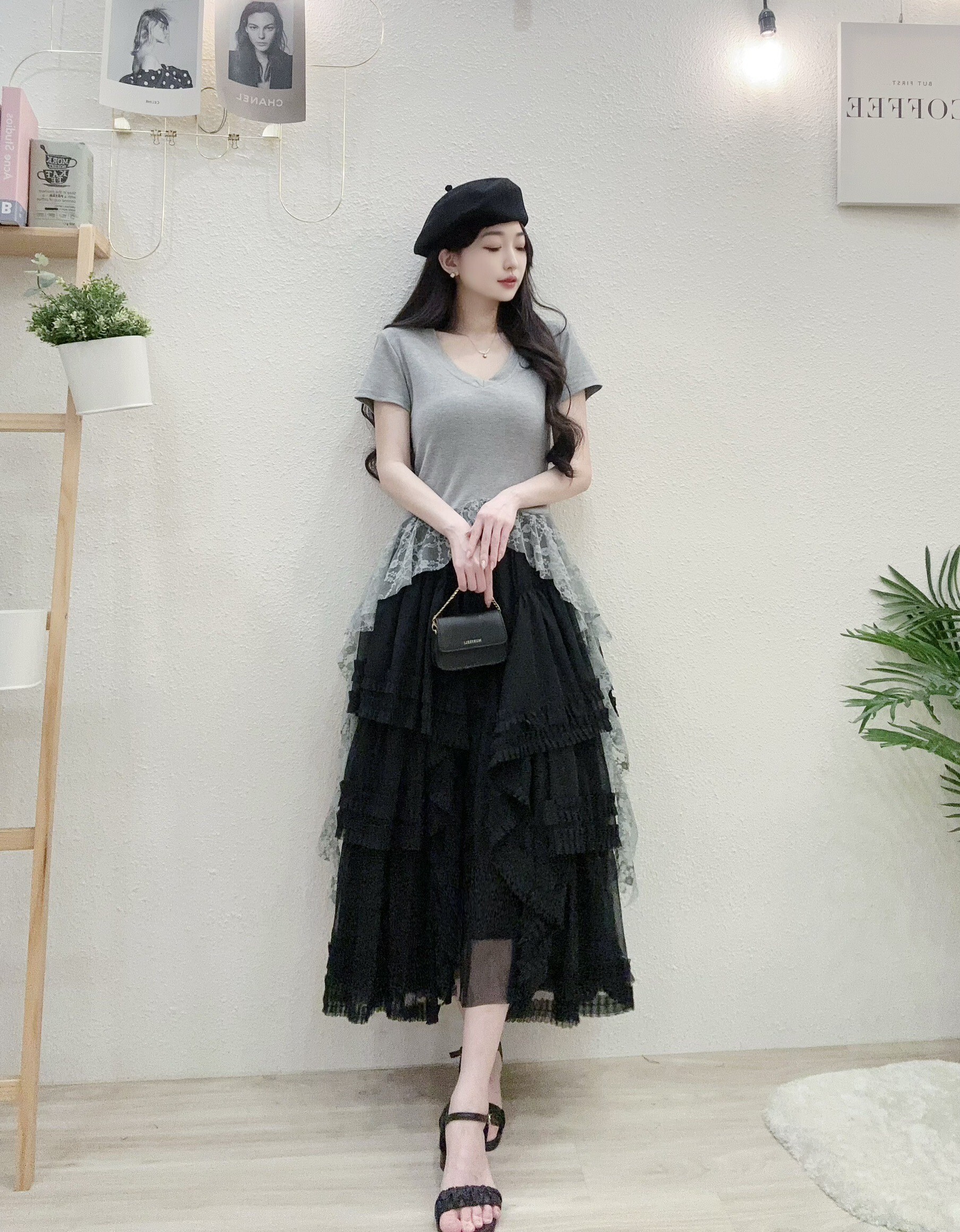 2502浪漫重工不規則蛋糕花邊紗裙 (2)