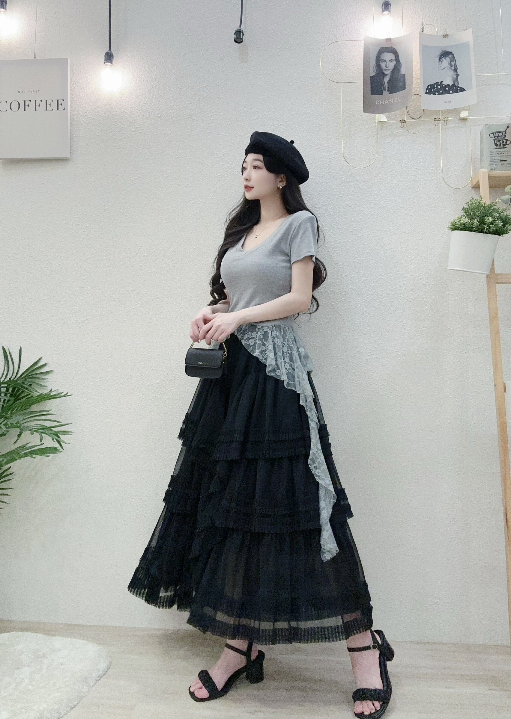 2502浪漫重工不規則蛋糕花邊紗裙 (3)