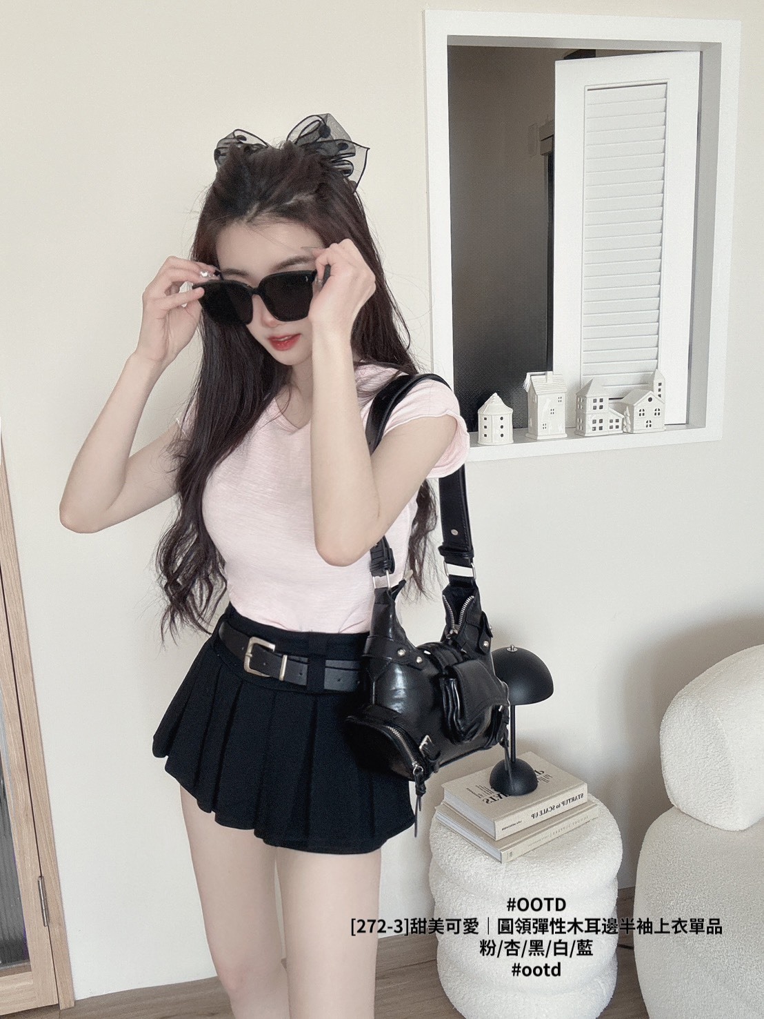 [272-3]甜美可愛｜圓領彈性木耳邊半袖上衣單品 (5)