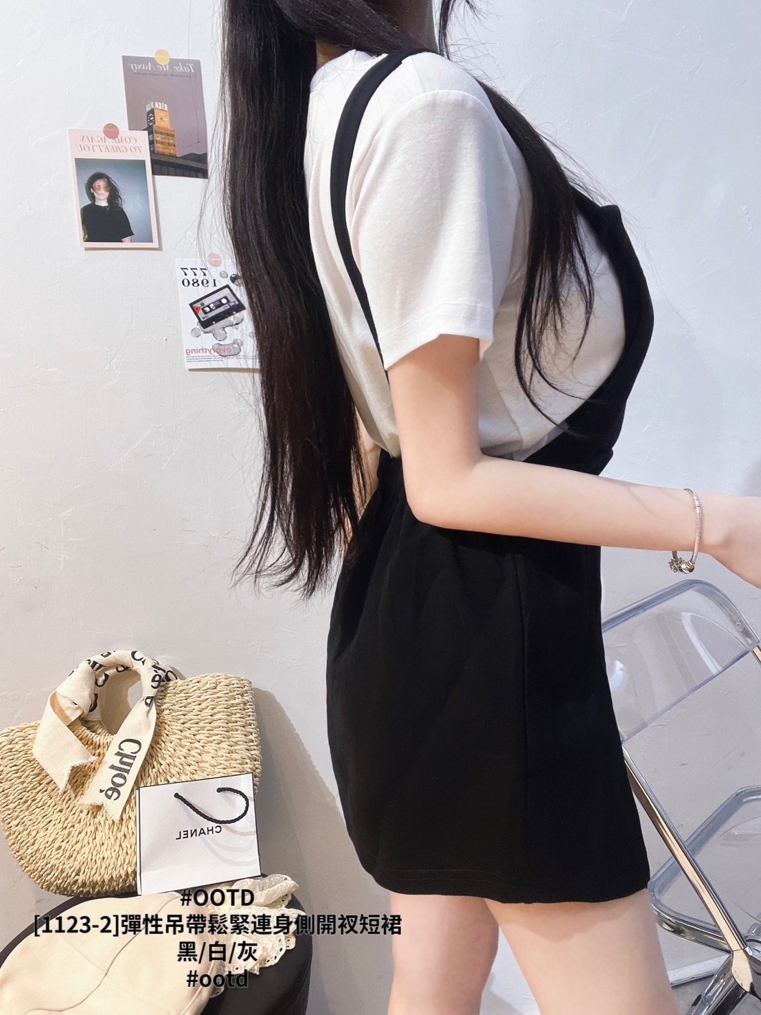 [1123-2]彈性吊帶鬆緊連身側開衩短裙 (8)