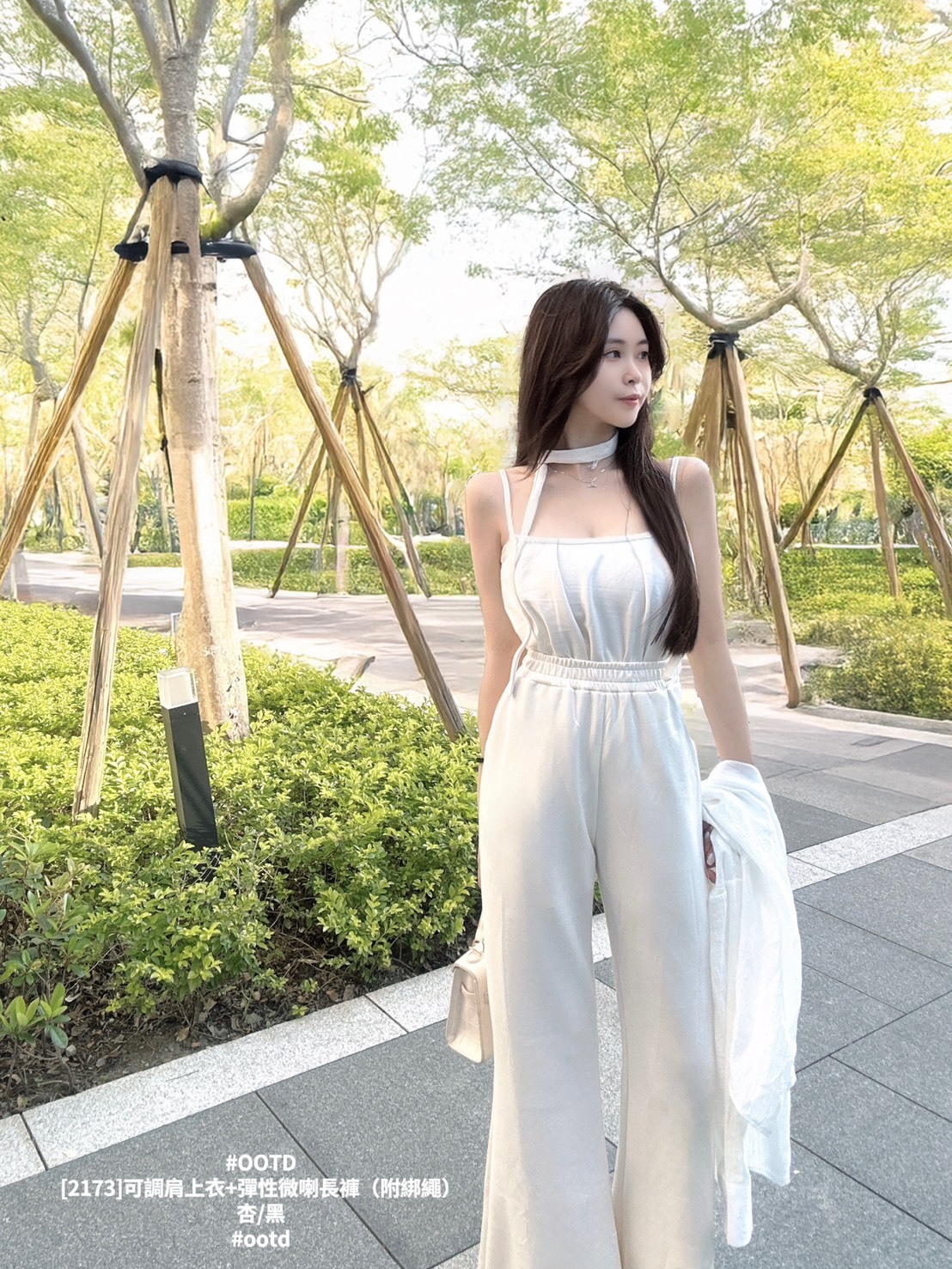 [2173]可調肩上衣+彈性微喇長褲（附綁繩） (3)