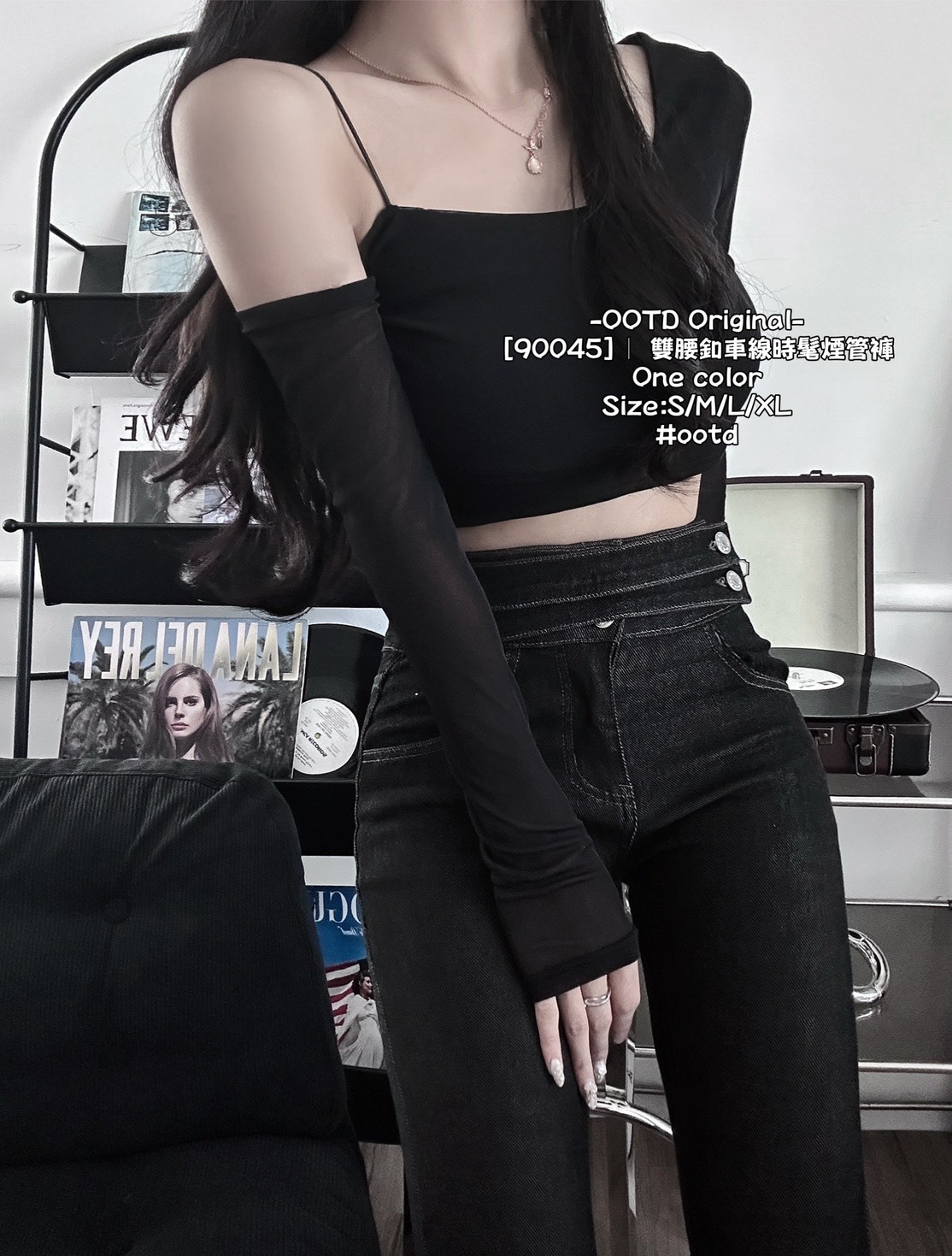 [90045]｜ 雙腰釦車線時髦煙管褲 (2)