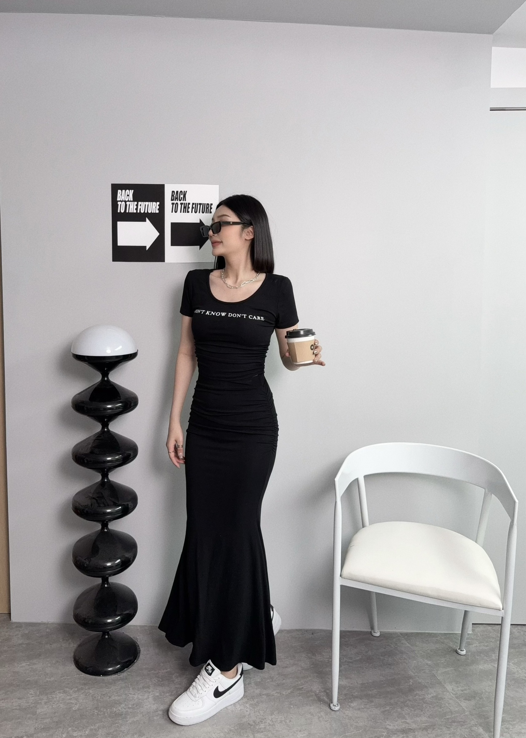 30062『選品』休閒字母短版上衣+褶皺長裙套裝