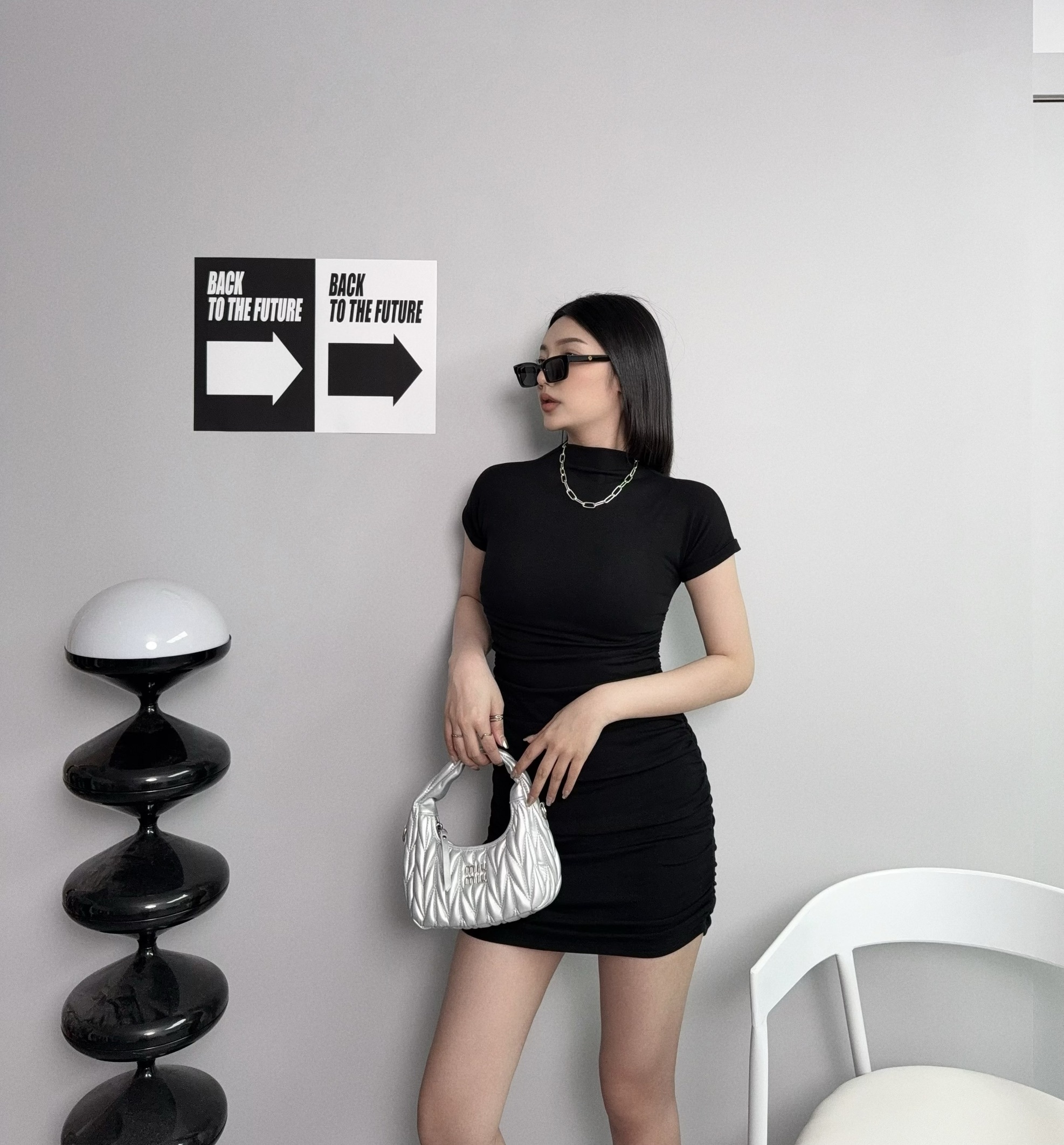 6025『選品』純欲抓皺半高領連身短裙 (2)