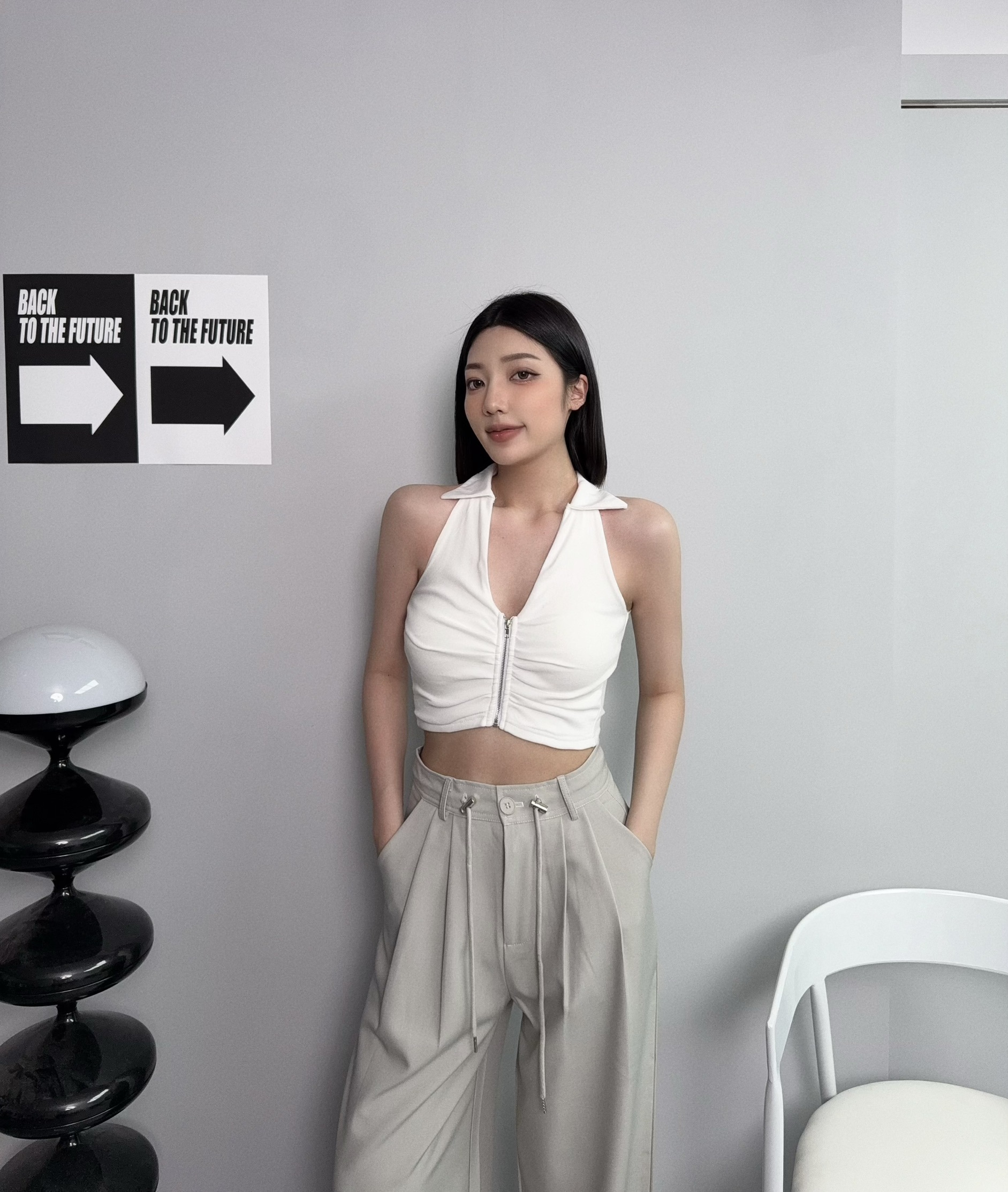 0109『訂製款』歐美辣妹翻領拉鍊上衣