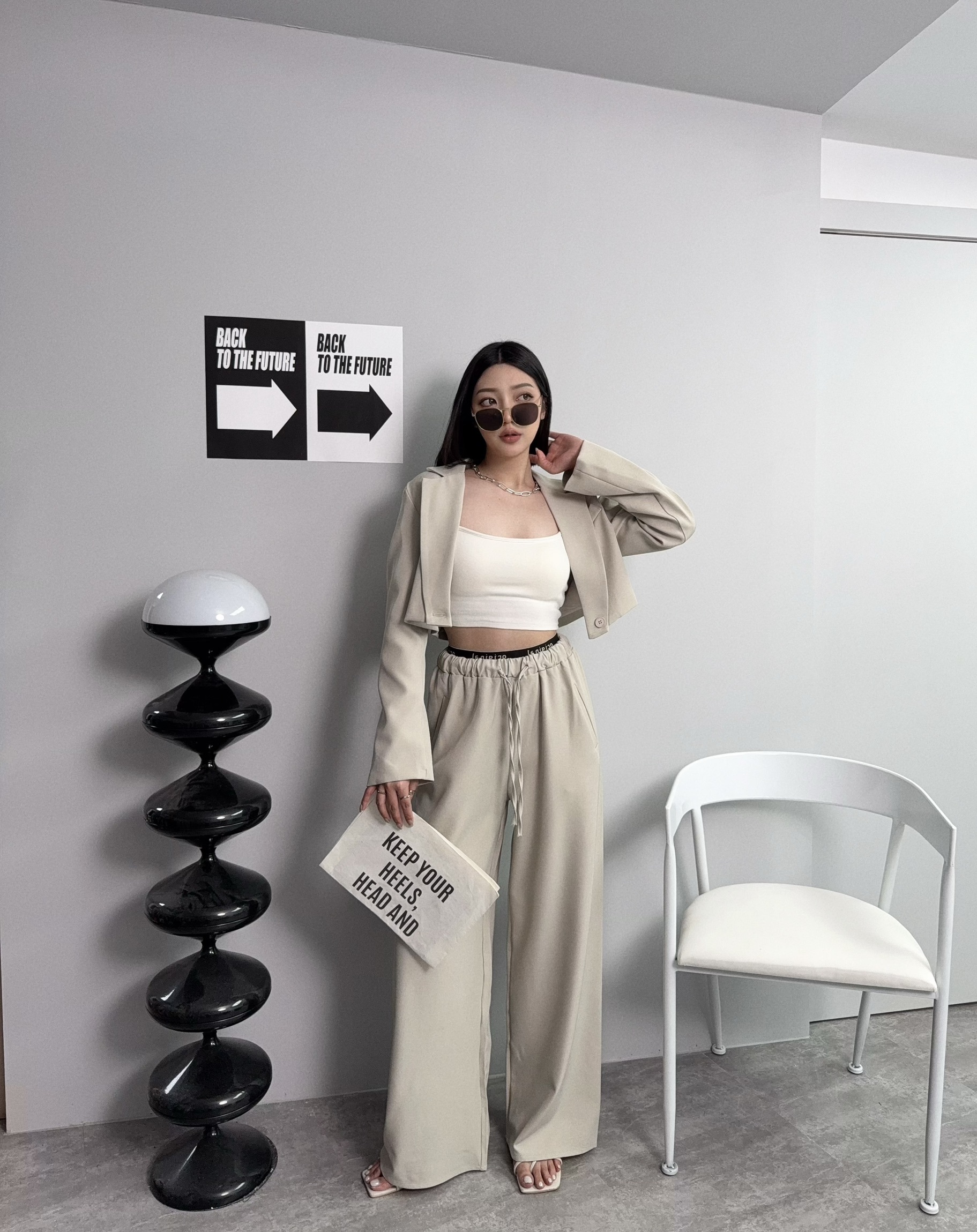 5458『訂製款』歐美短版西外+字母橡筋長褲