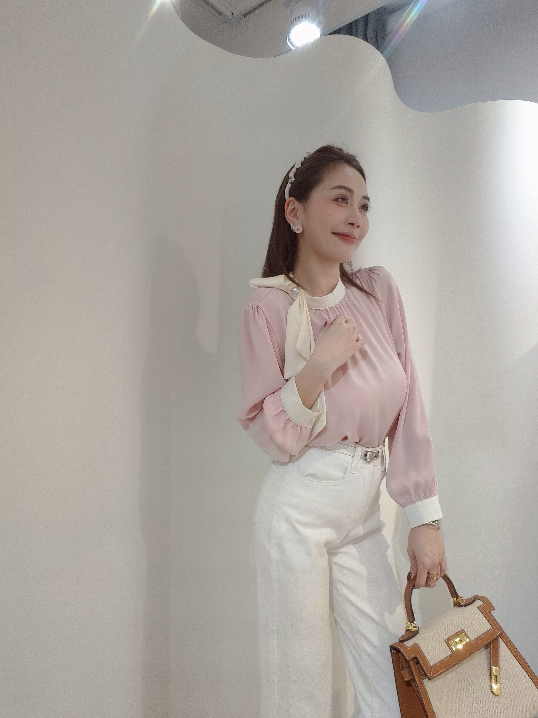 ｜202504011｜🔍上衣系列#652真絲撞色領結衫 (3)