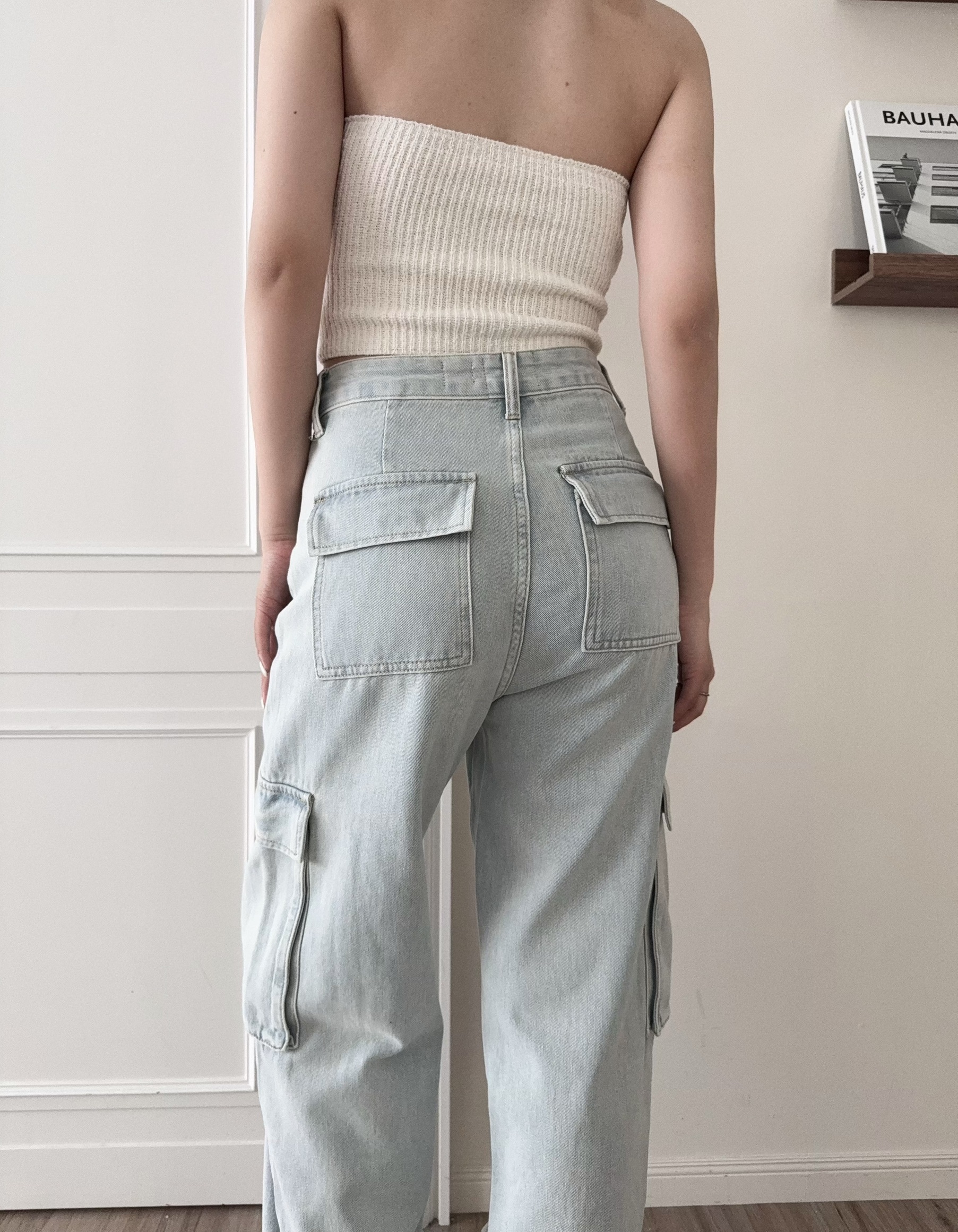 #8726『選品』工裝寬鬆淺色牛仔長褲 (3)