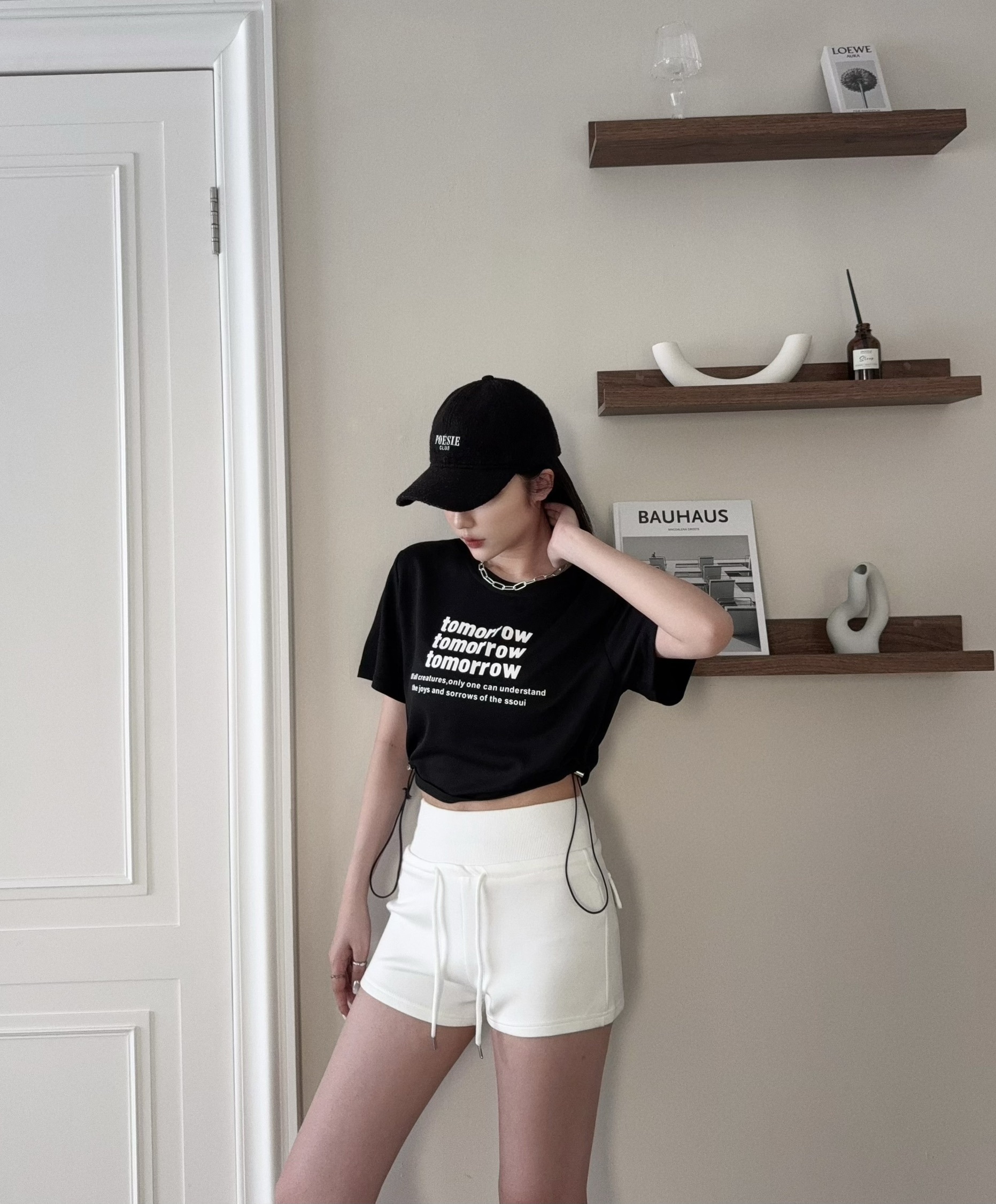 5526 『選品』街頭簡約英文字母抽繩短版T (4)