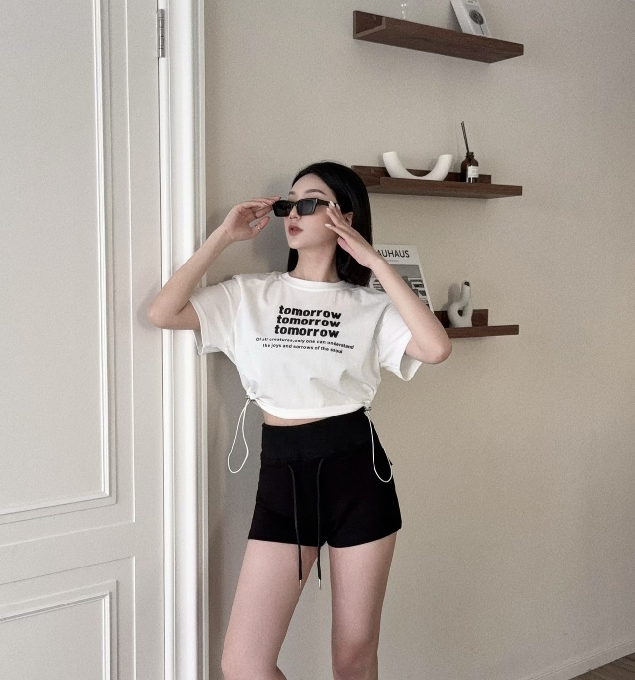 9933『選品』美式辣妹抽繩短褲 (2)