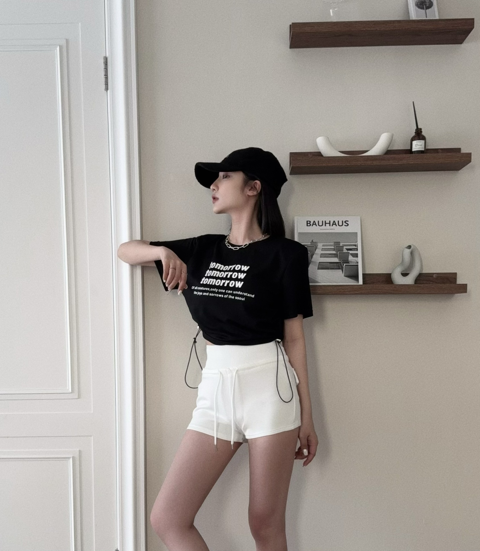 9933『選品』美式辣妹抽繩短褲 (3)