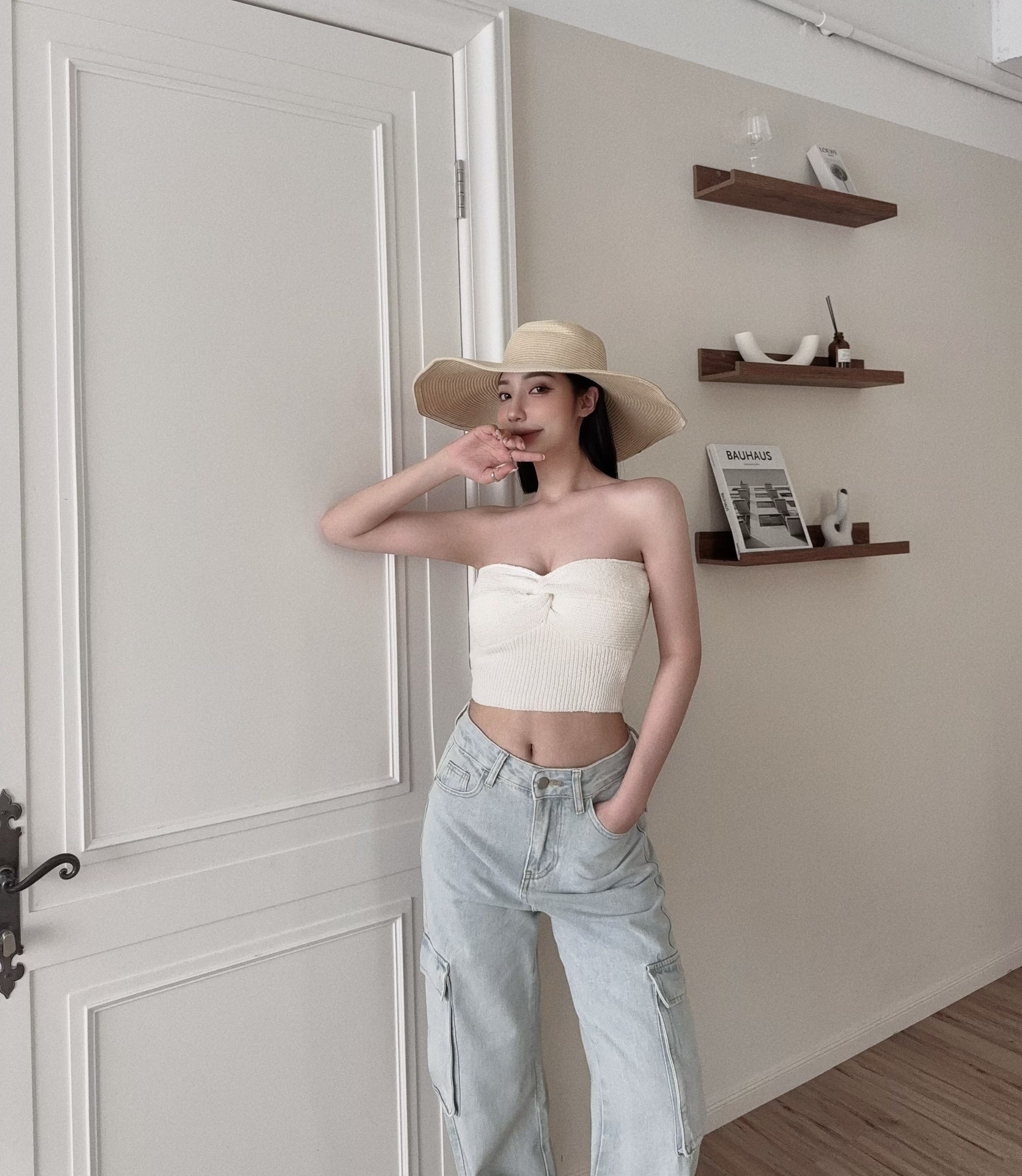 7018『訂製款』胸扭結針織短版背心 (5)