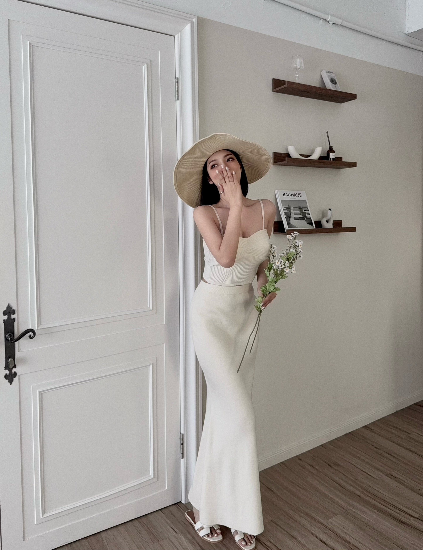 7083『訂製款』優雅法式針織魚尾裙套裝 (3)