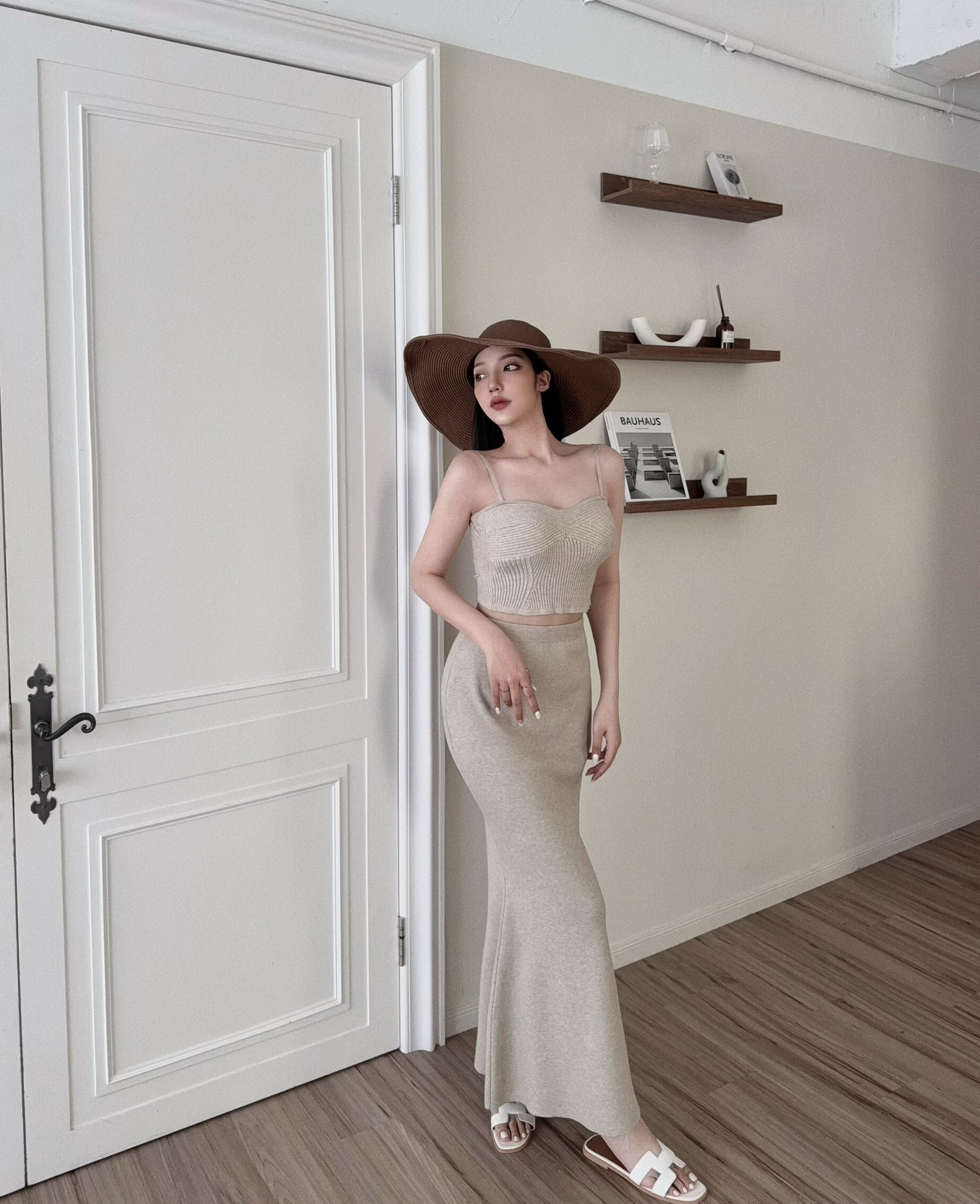 7083『訂製款』優雅法式針織魚尾裙套裝 (4)