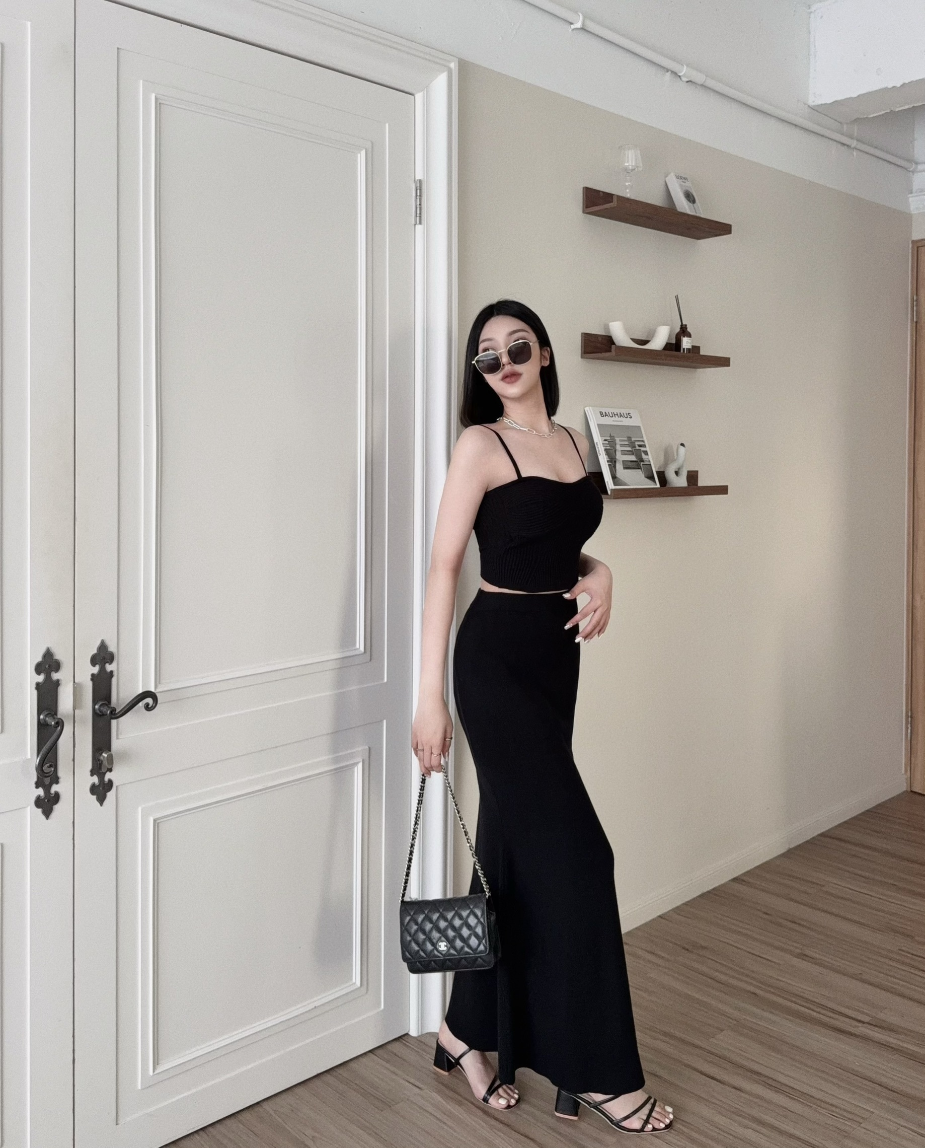 7083『訂製款』優雅法式針織魚尾裙套裝