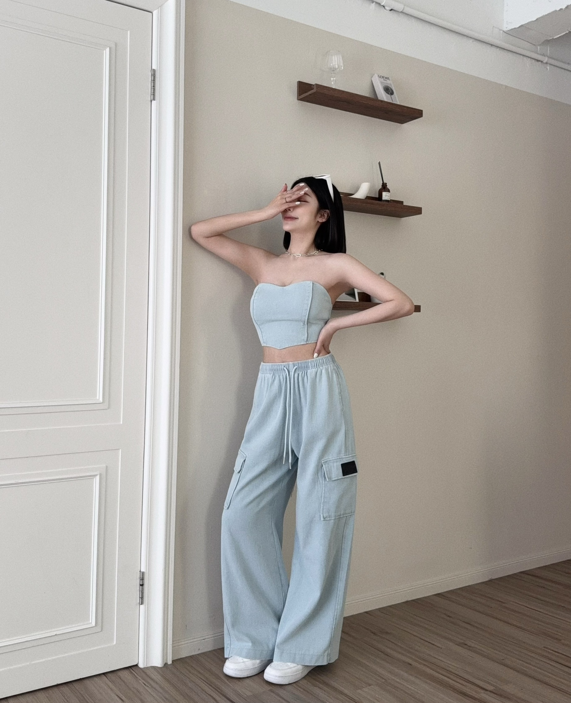 5475『訂製款』桃心領牛仔背心+工裝標籤長褲 (4)