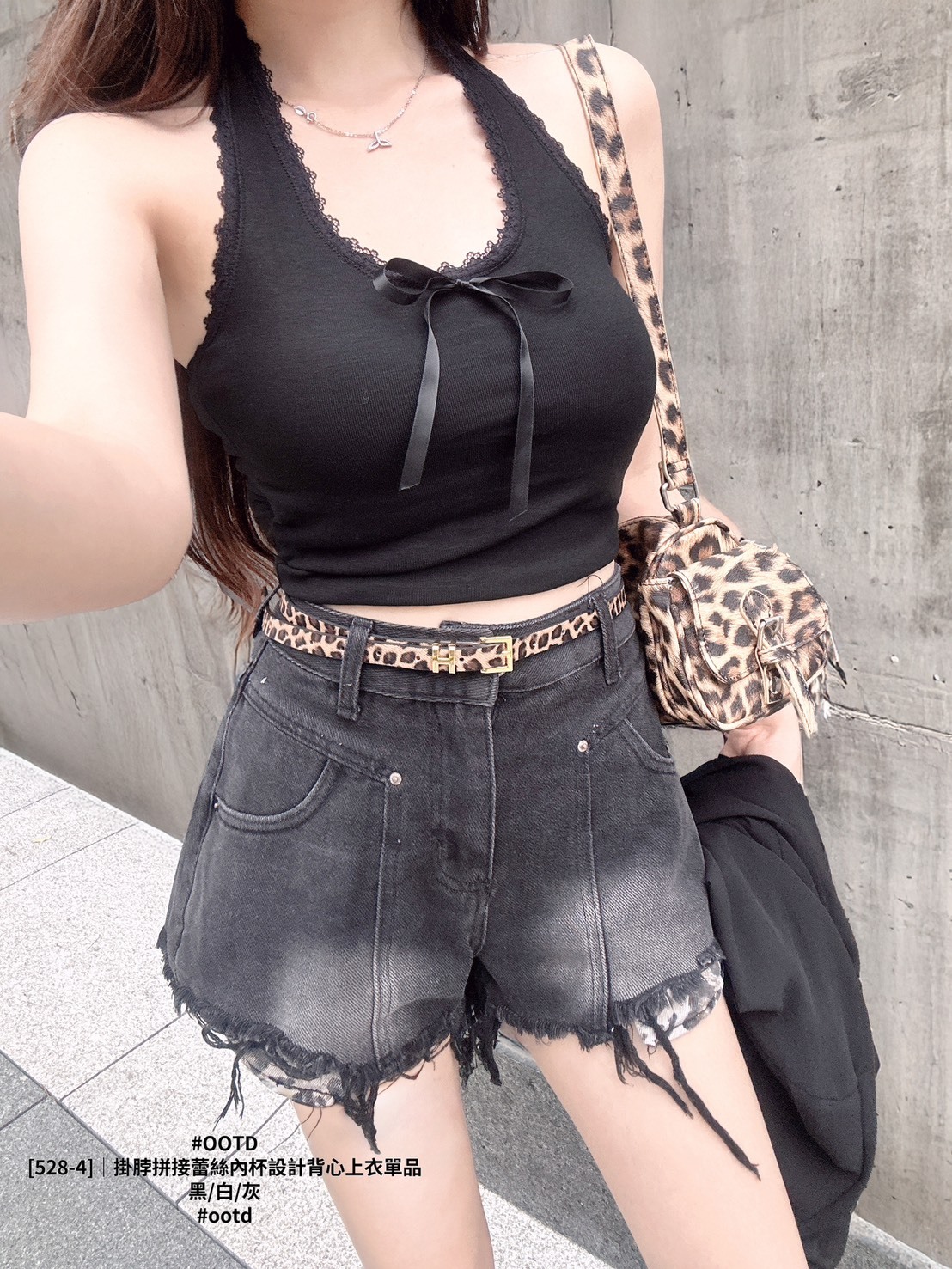 [528-4]｜掛脖拼接蕾絲內杯設計背心上衣單品 (5)