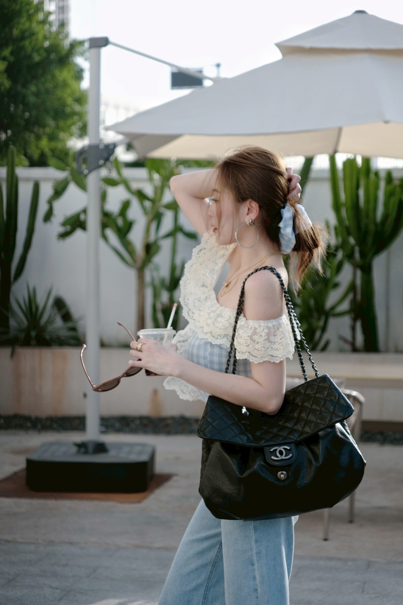 ｜202504017｜🔍上衣系列#576Ins風蕾絲格紋小衫 (2)