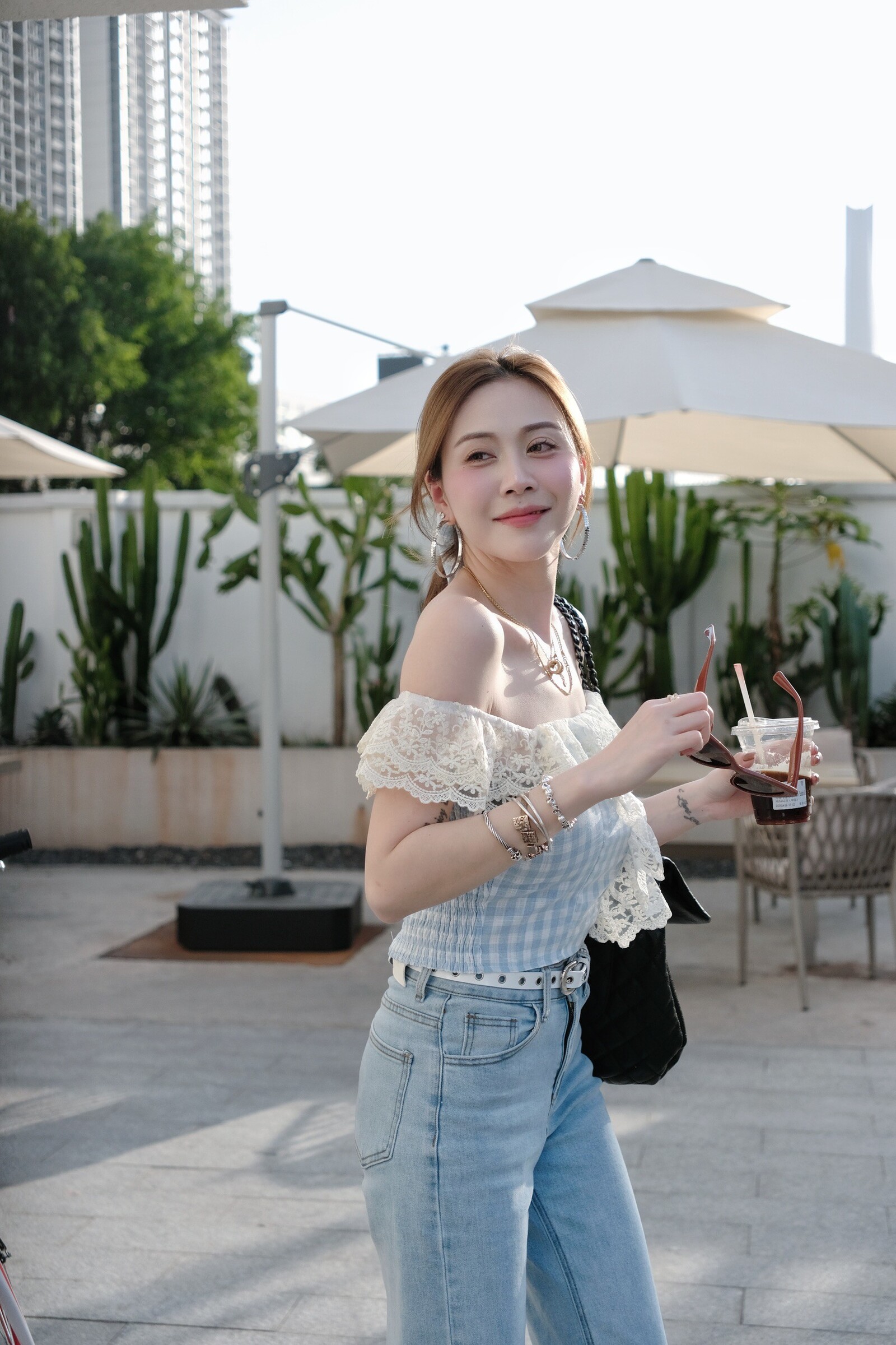 ｜202504017｜🔍上衣系列#576Ins風蕾絲格紋小衫