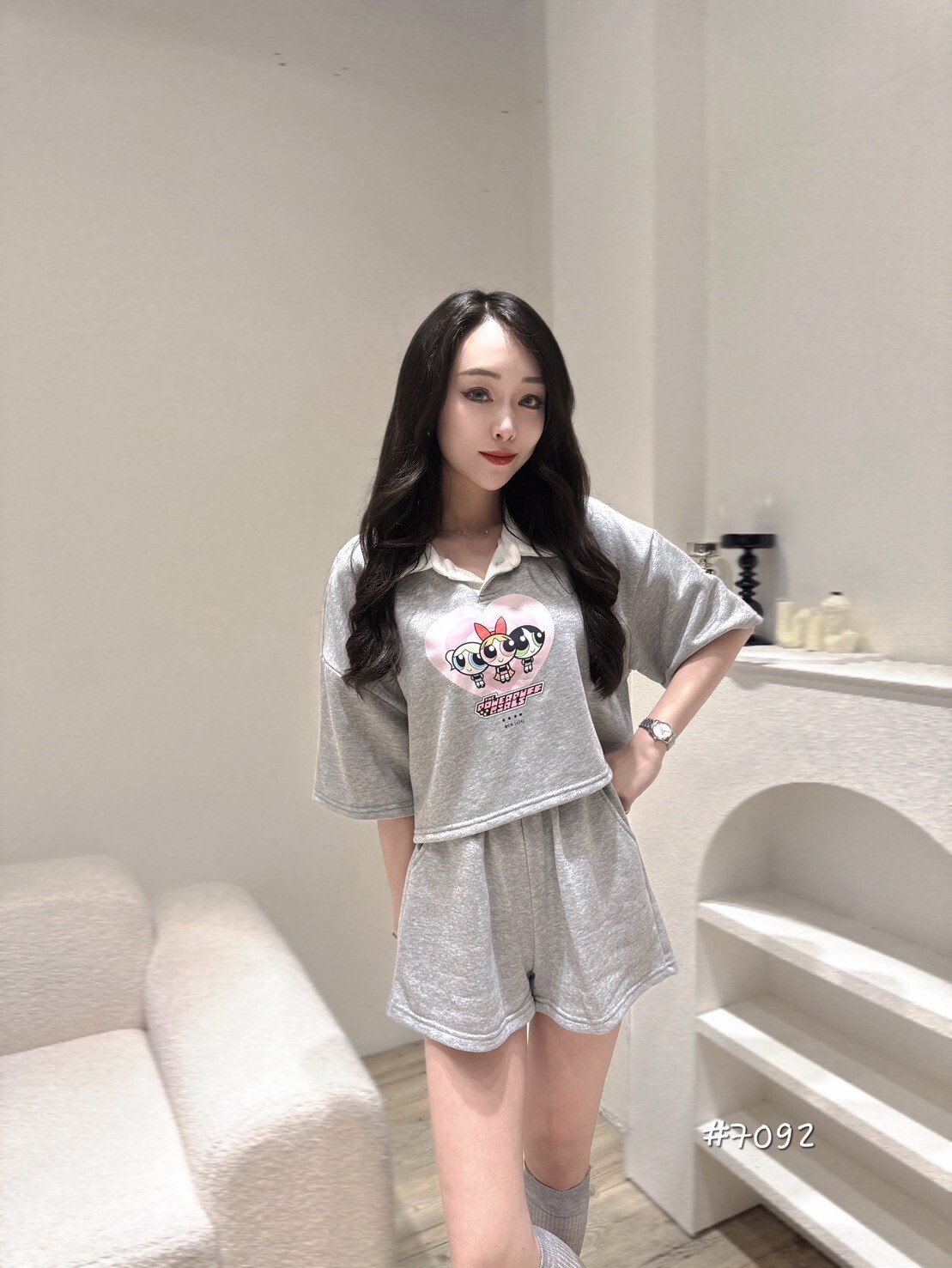 7092獨家小女警撞色領套裝 (3)