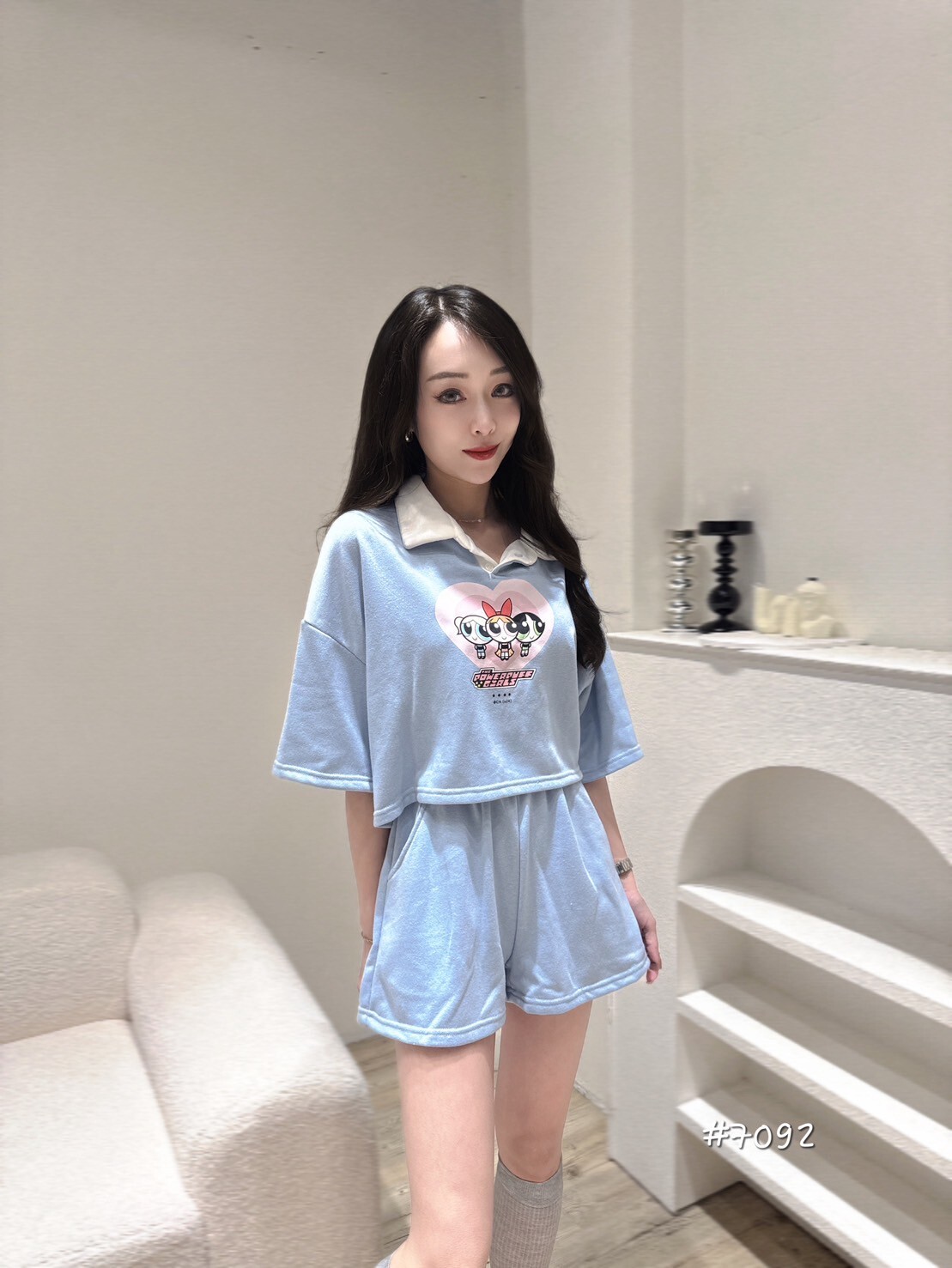 7092獨家小女警撞色領套裝 (2)