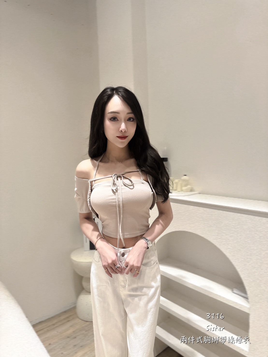 3116𝑺𝑰𝑺𝑻𝑬𝑹兩件式胸綁帶線條衣 (2)