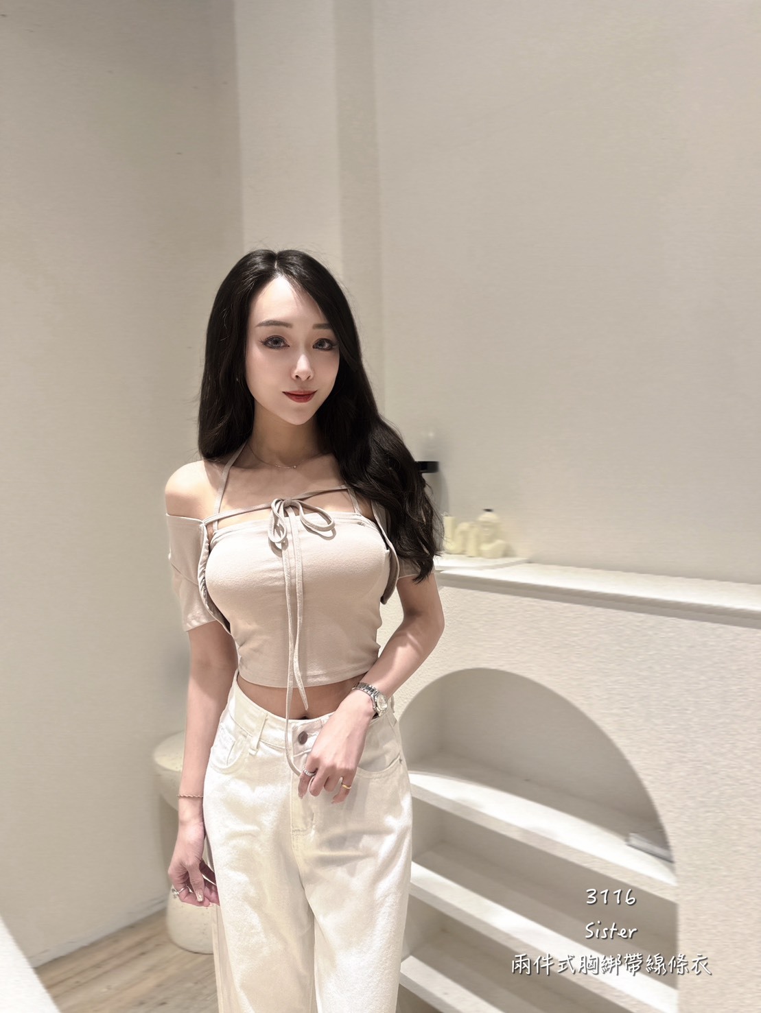 3116𝑺𝑰𝑺𝑻𝑬𝑹兩件式胸綁帶線條衣