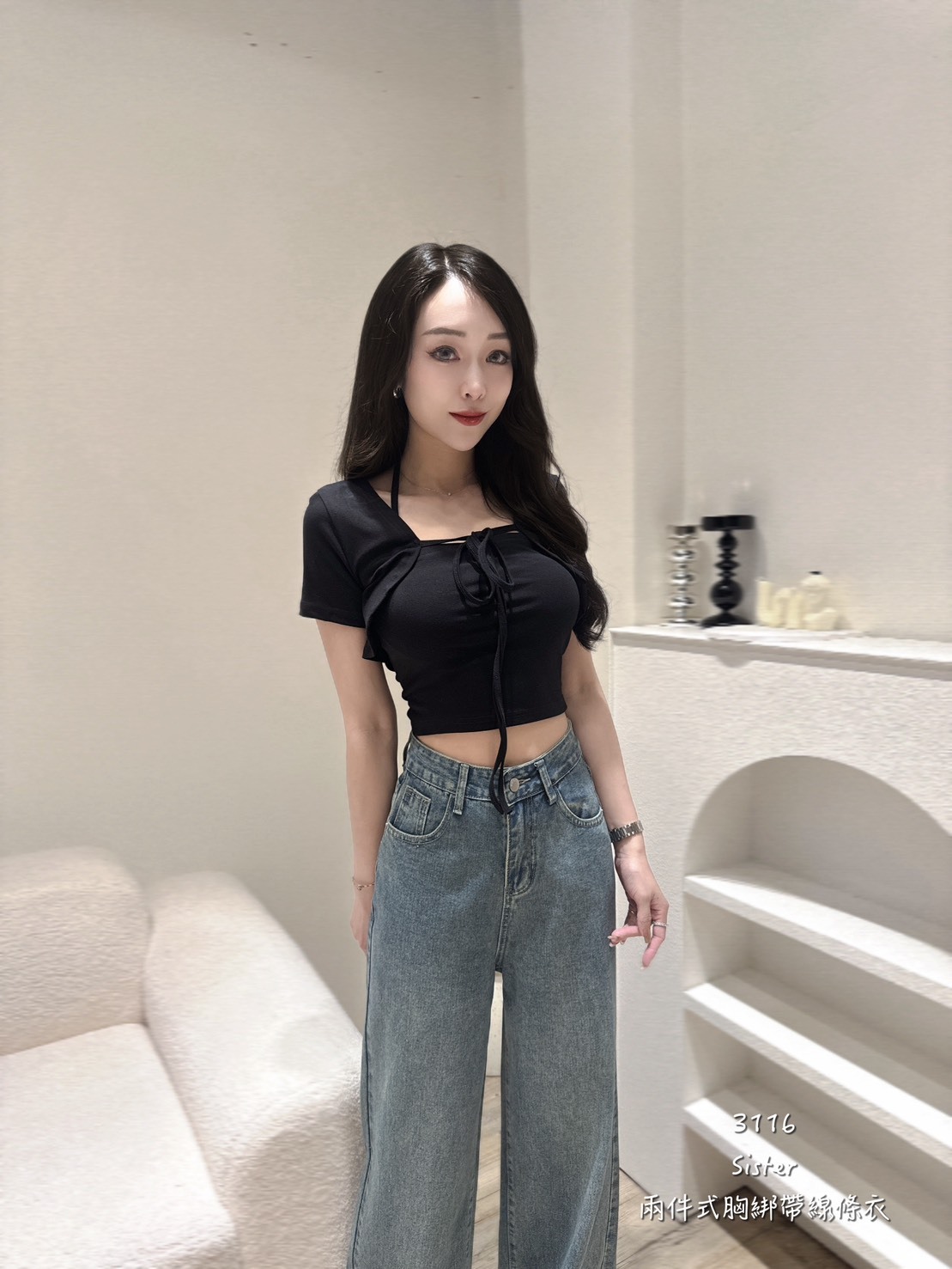 3116𝑺𝑰𝑺𝑻𝑬𝑹兩件式胸綁帶線條衣 (4)