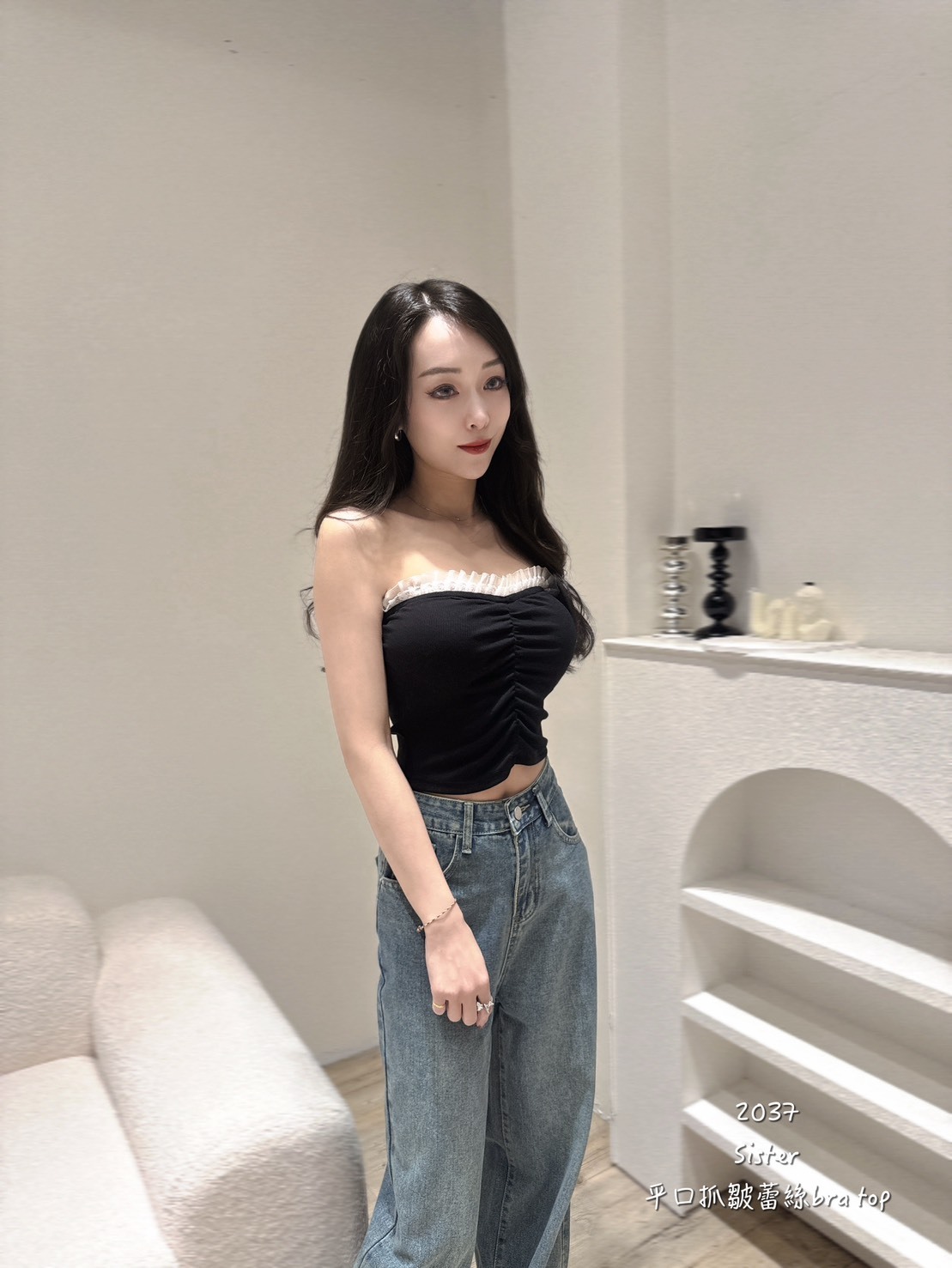 2037𝑺𝑰𝑺𝑻𝑬𝑹平口抓皺蕾絲bra top (4)